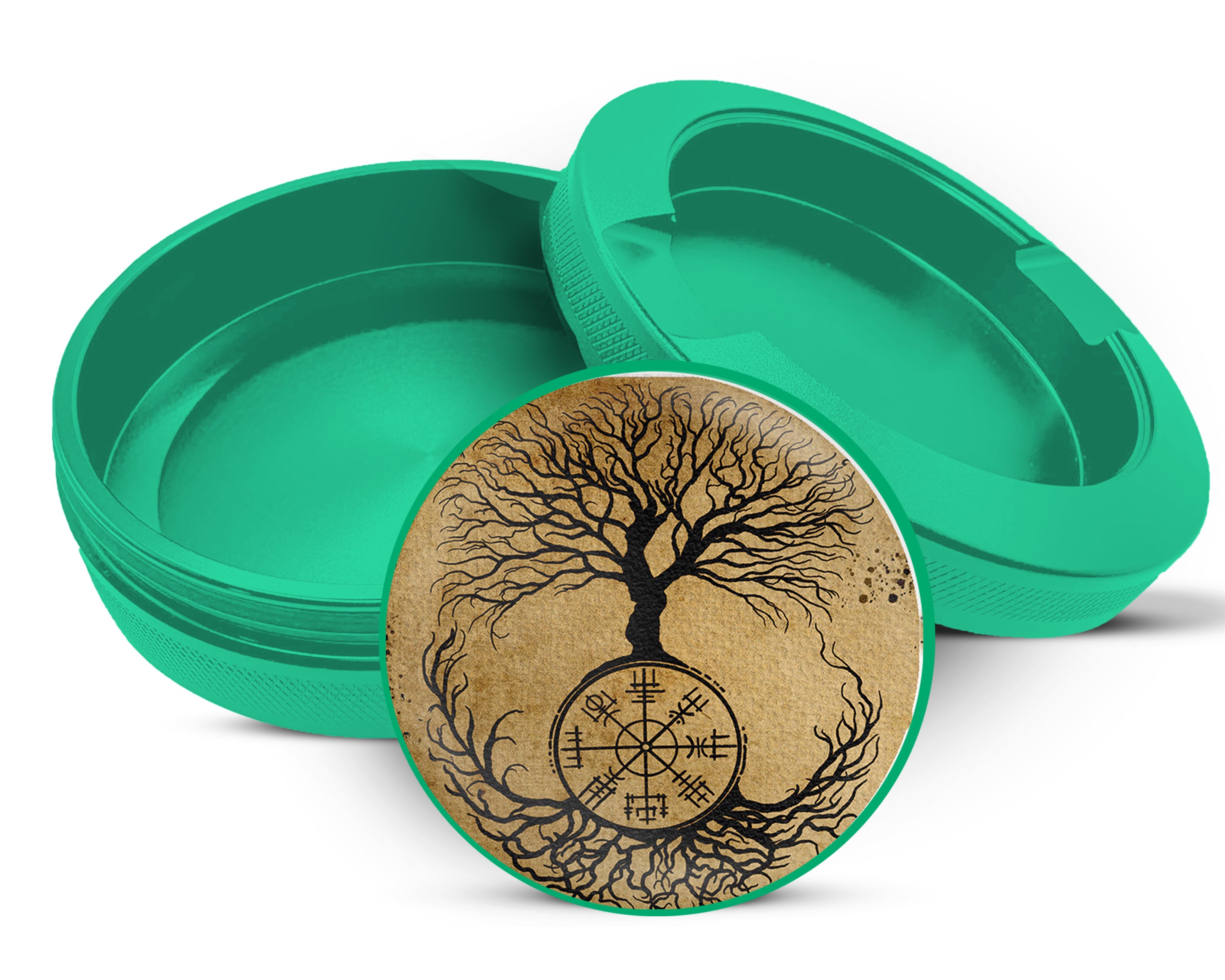 Green Viking Grinder Tree of Life Snus Storage Case