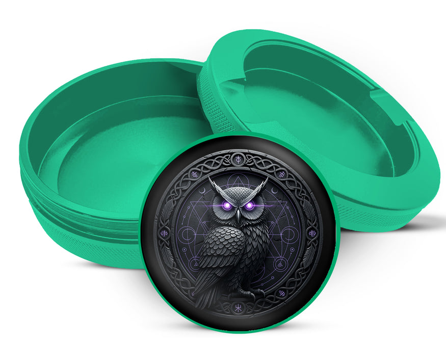 Green Arcane Owl Wisdom Sigil Snus Storage Case
