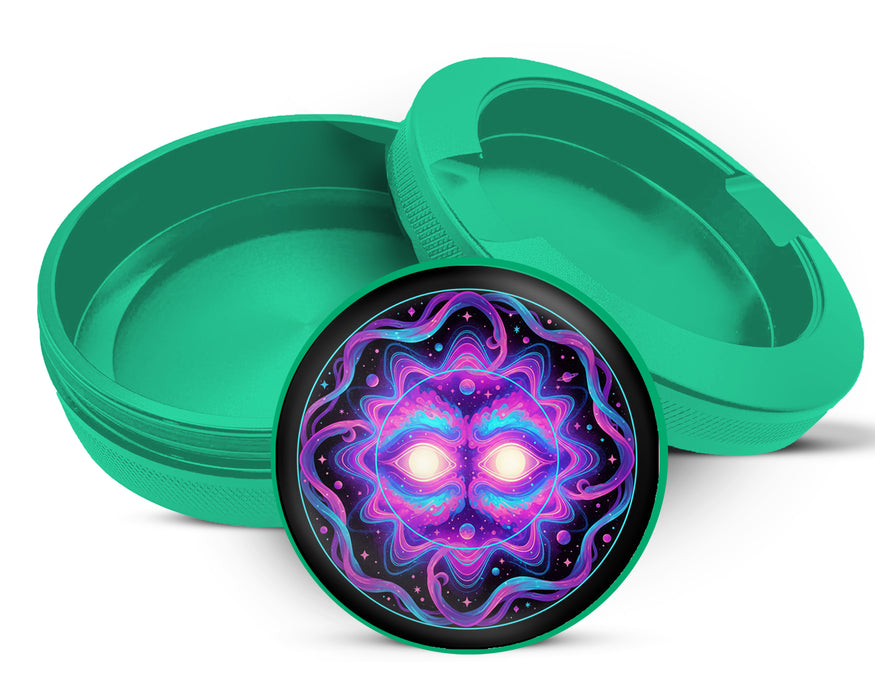 Green Psychedelic Cosmic Sun Face Snus Storage Case