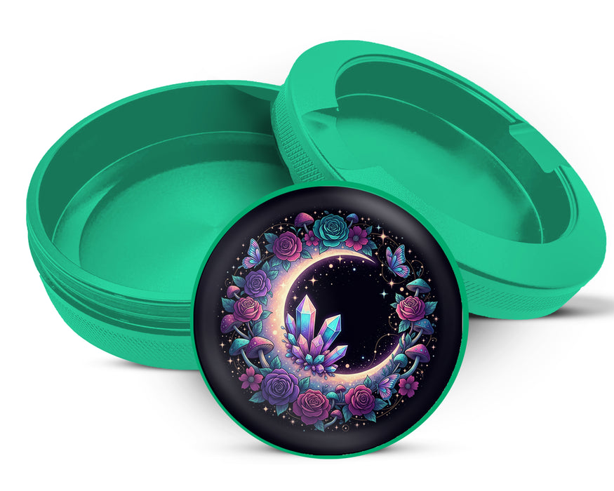 Green Floral Crescent Crystal Garden Snus Storage Case