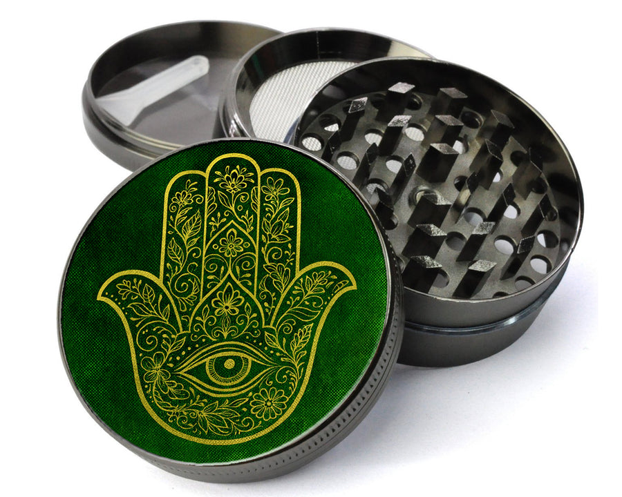 Golden Hamsa Hand Premium Herb Grinder, 2.5 Inch Spice and Herb Crusher