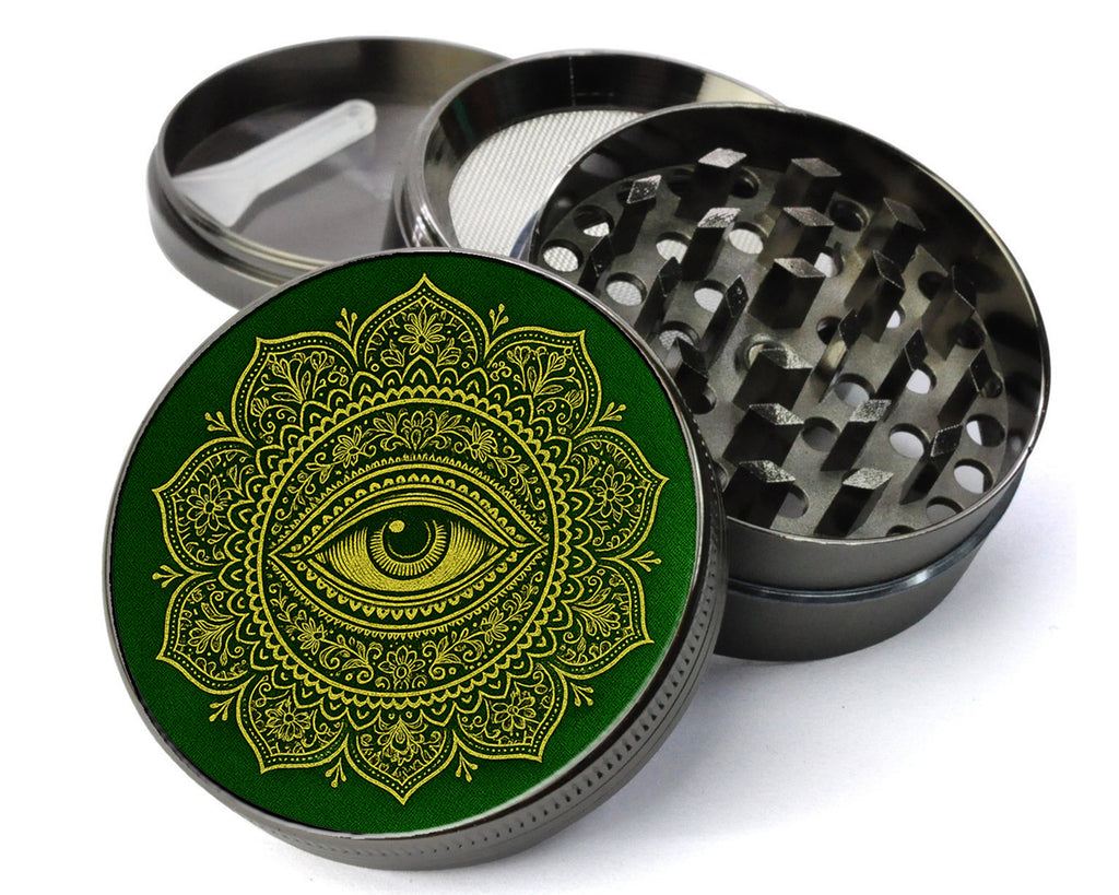 Golden All-Seeing Eye Premium Herb Grinder, 2.5 Inch Spice and Herb Crusher
