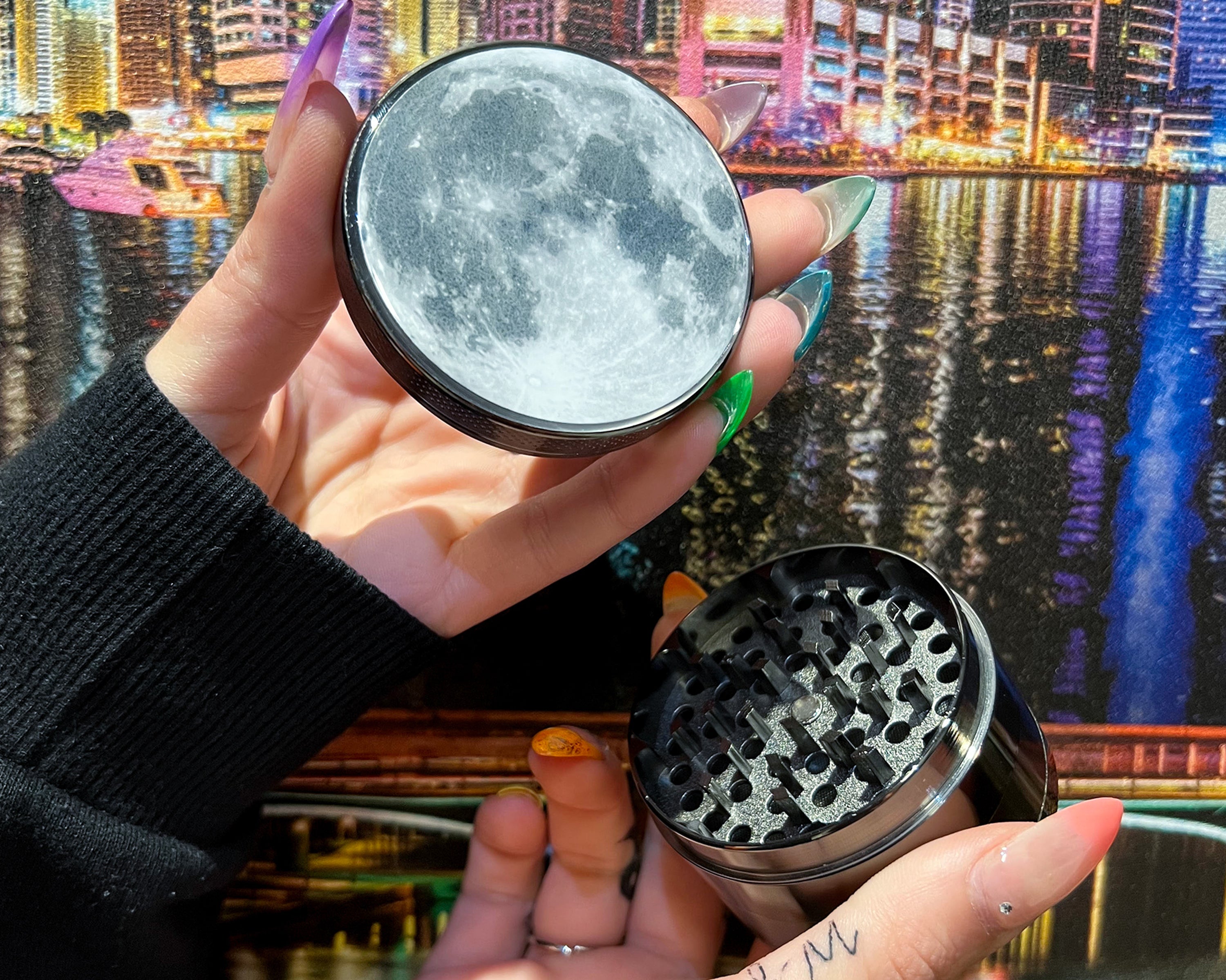 Full Moon Grinder, XL Spice Grinder With Protective Dome, Lunar Grinder, Whimsigoth Grinder, Spice Crusher, Goth Grinder,...