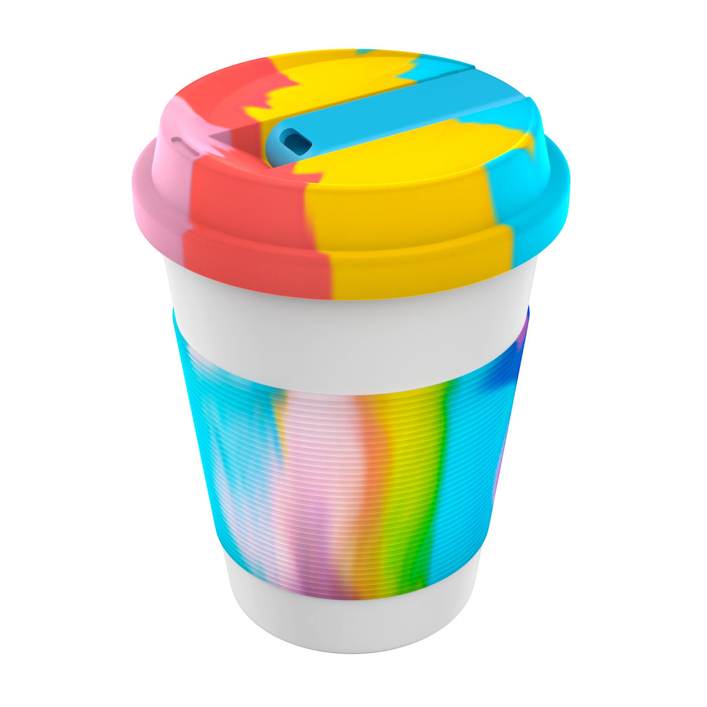 White Cupro Ceramic Novelty Mug - Dual-Chamber Design with Filtration and Removable Bowl