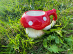 Mystic Mushroom Ceramic Mug | Dual-Chamber Novelty Drinkware with Sculpted Handle Design