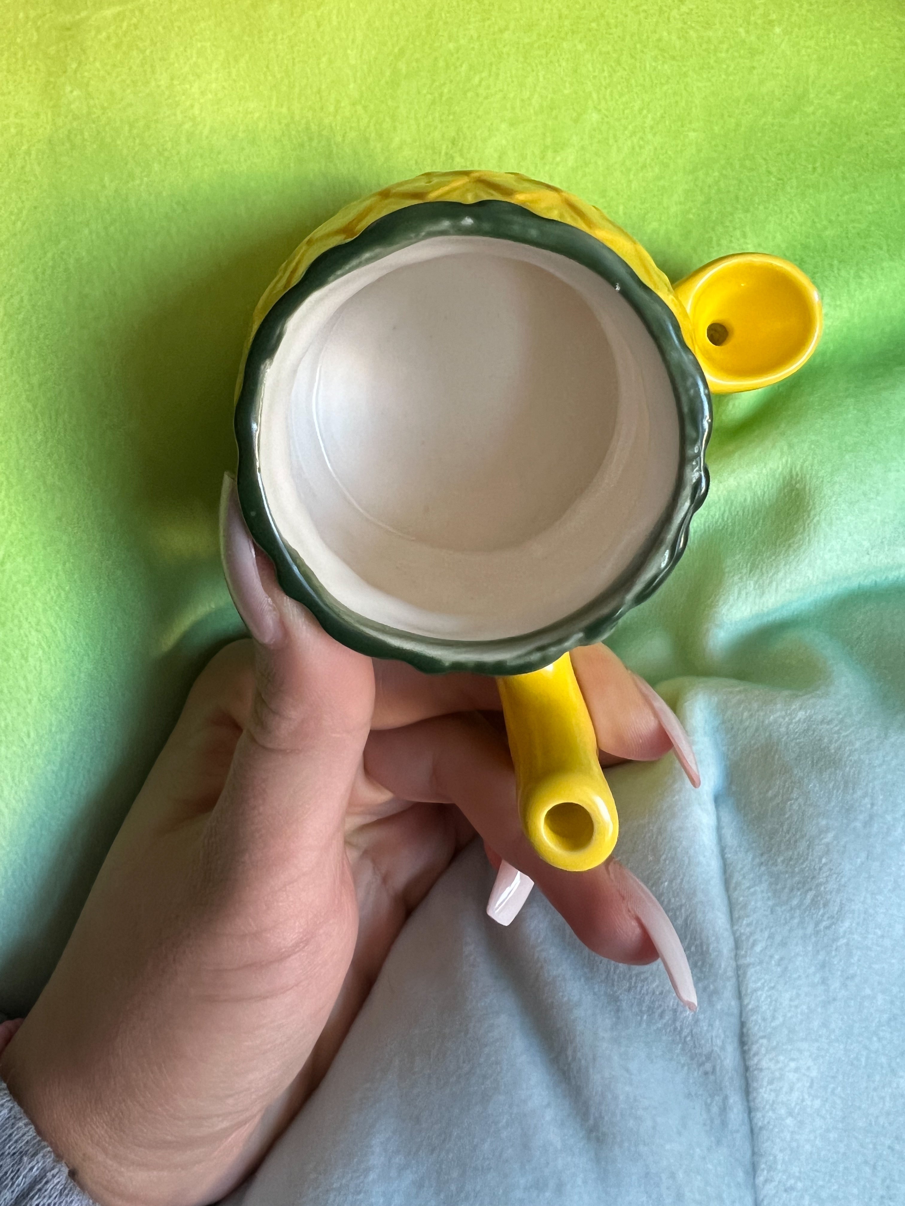 Tropical Pineapple Ceramic Coffee Mug and Pipe – Unique Dual-Use Design for Coffee and Herbs