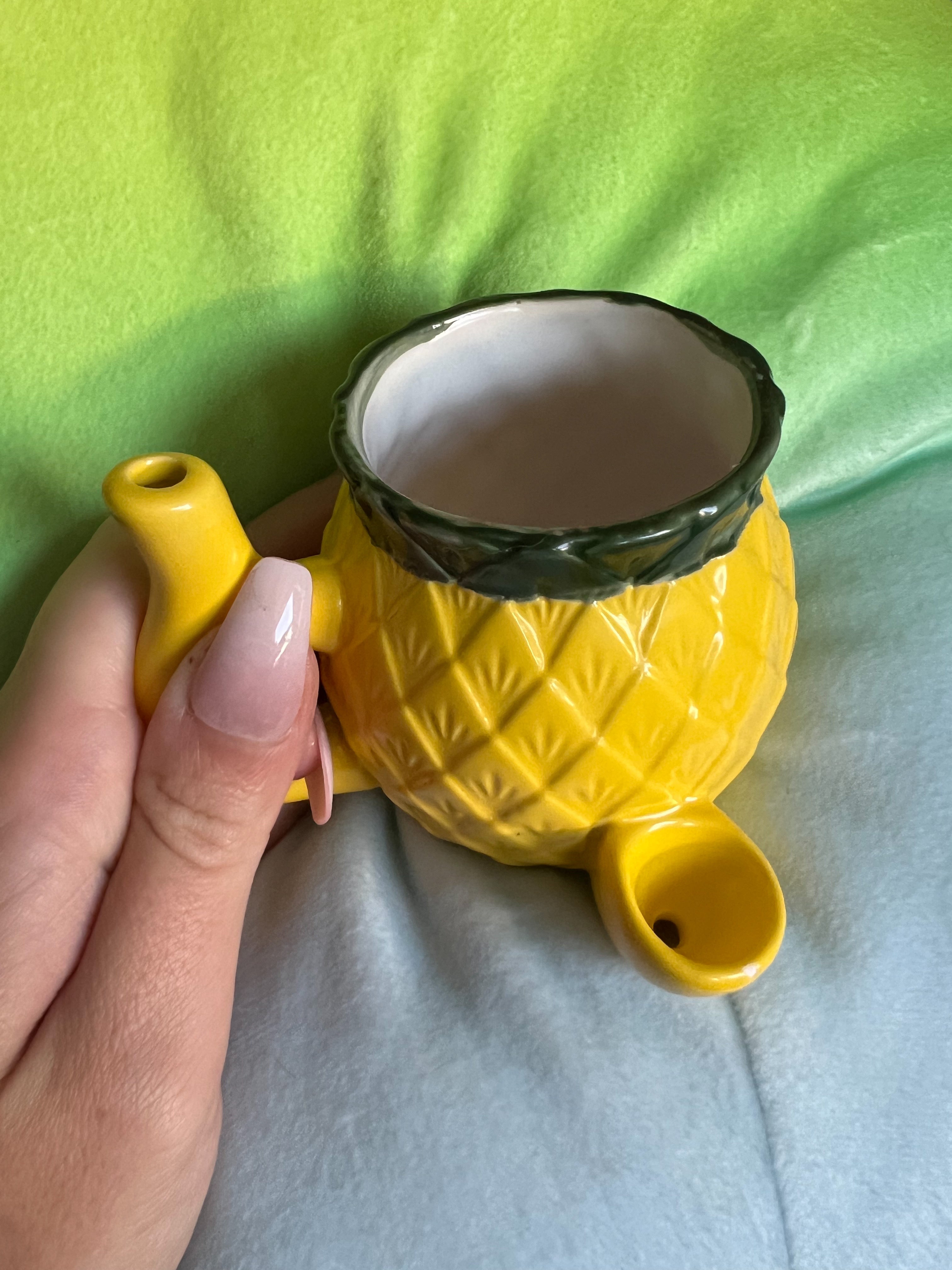 Tropical Pineapple Ceramic Coffee Mug and Pipe – Unique Dual-Use Design for Coffee and Herbs