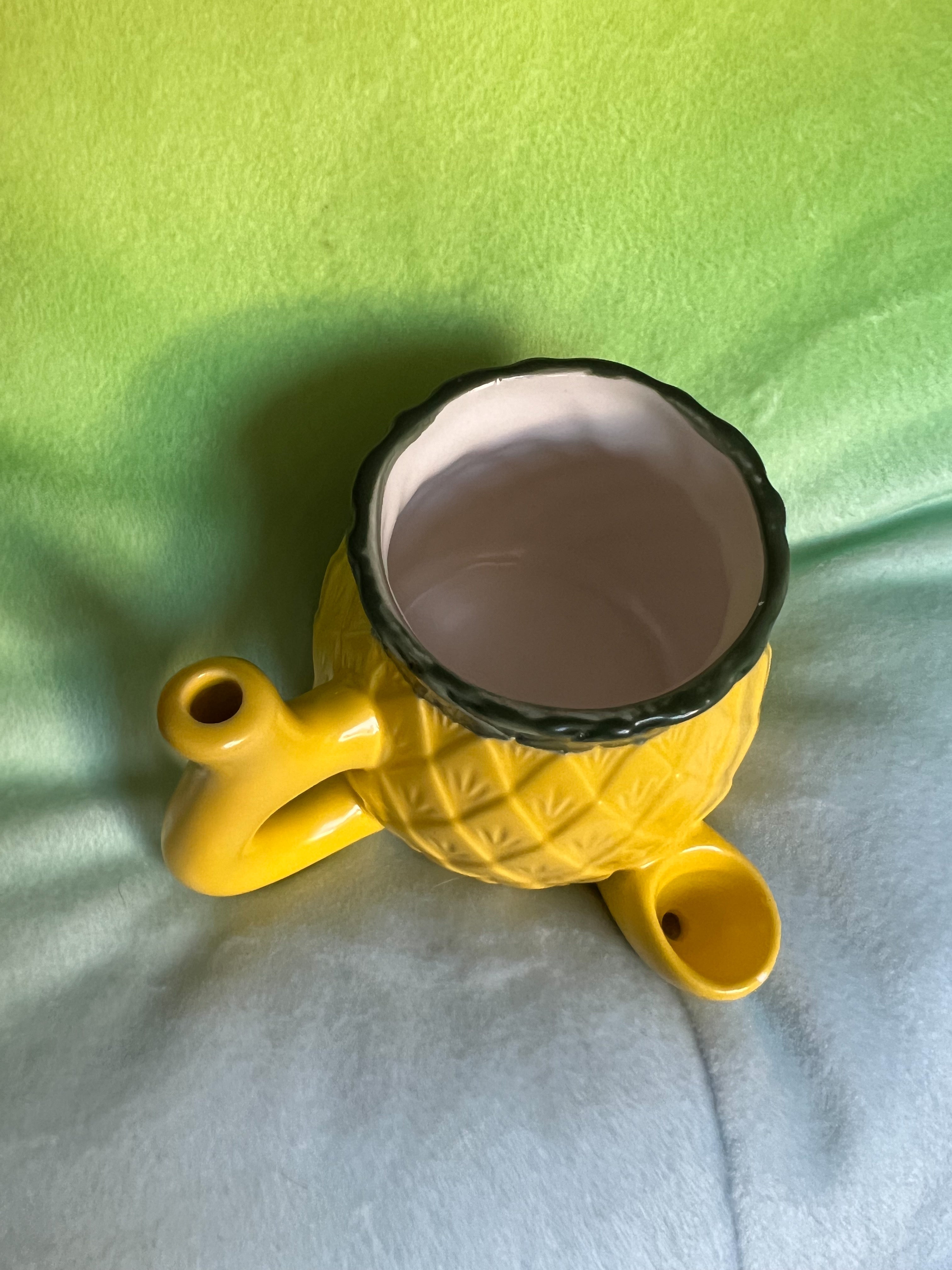 Tropical Pineapple Ceramic Coffee Mug and Pipe – Unique Dual-Use Design for Coffee and Herbs