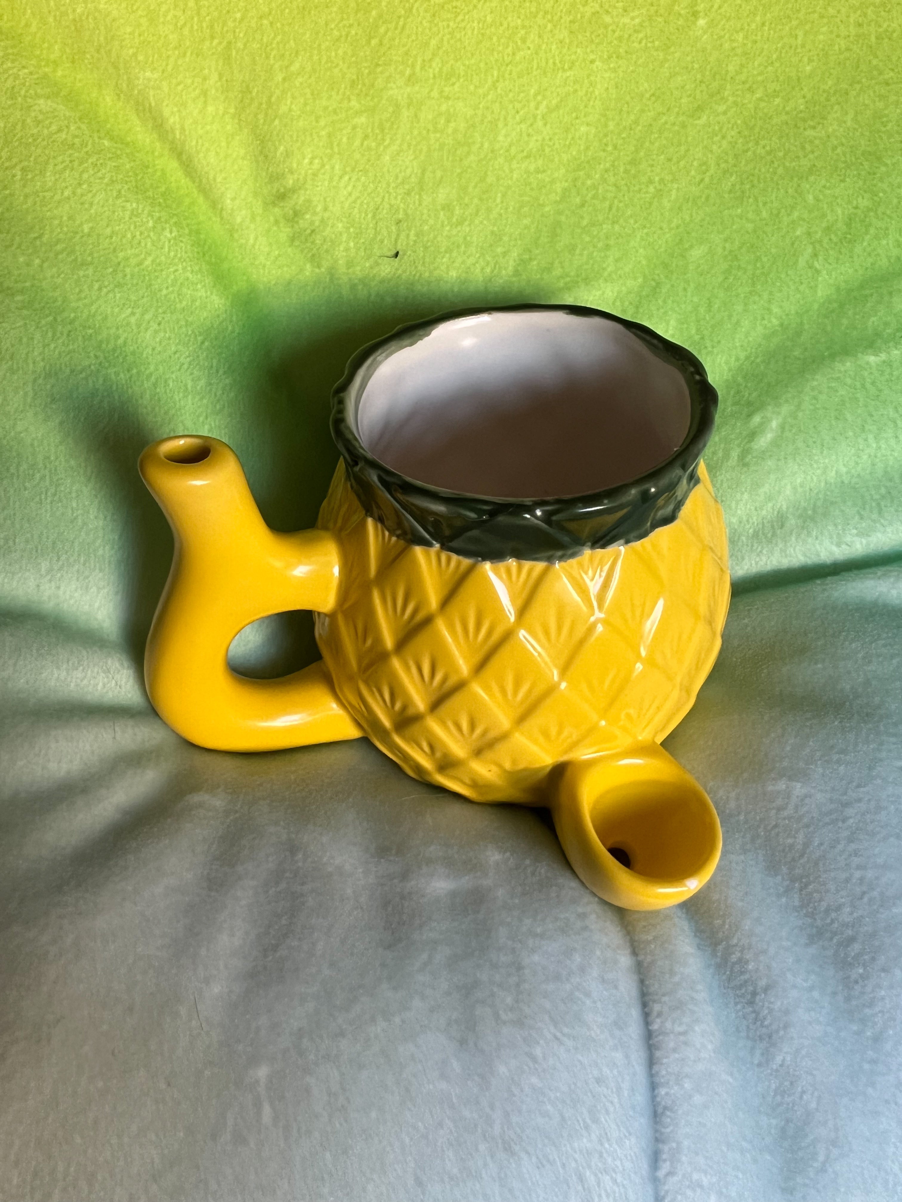 Tropical Pineapple Ceramic Novelty Mug - Dual-Chamber Design for Coffee and Herbs