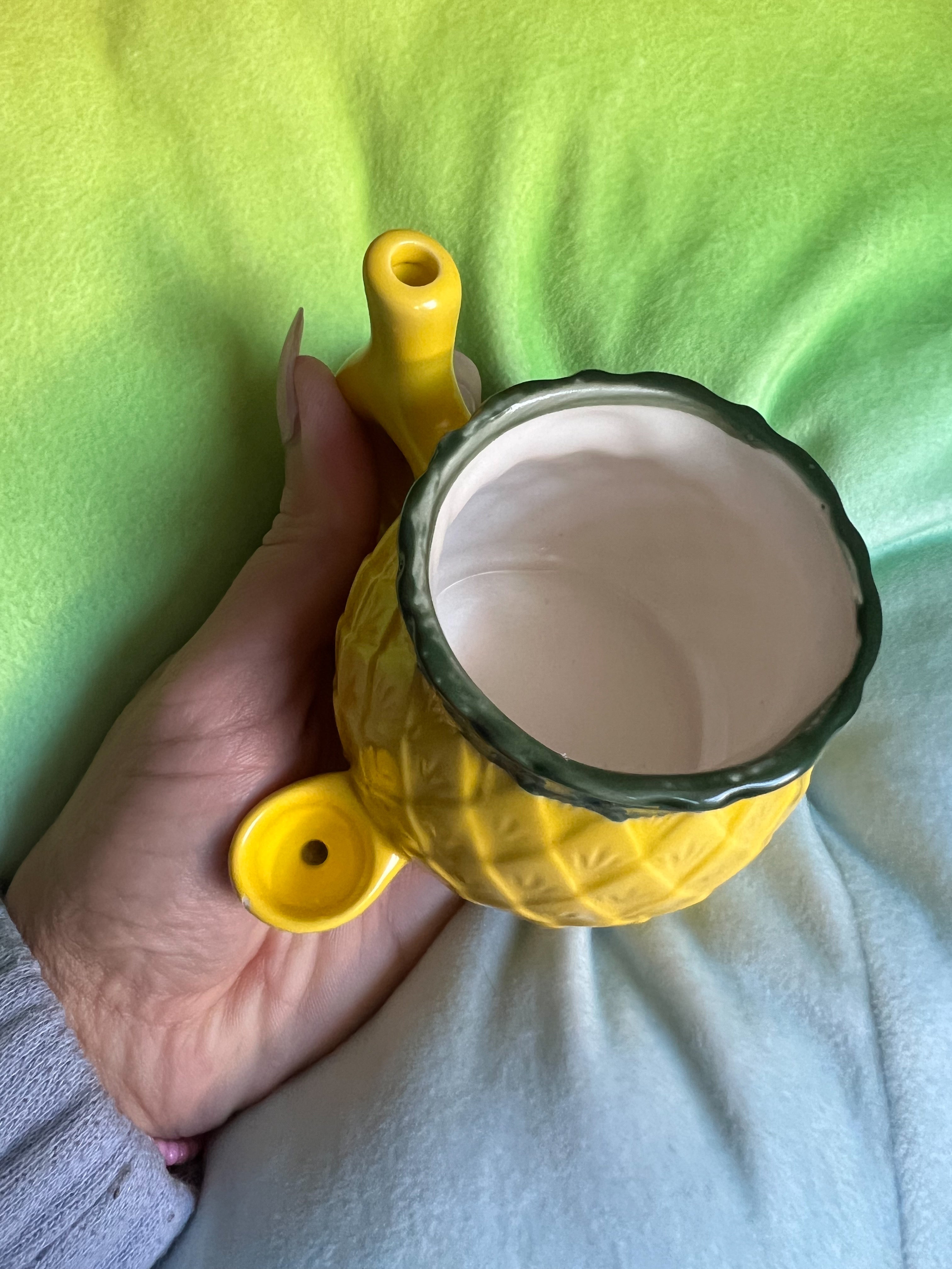 Tropical Pineapple Ceramic Novelty Mug - Dual-Chamber Design for Coffee and Herbs