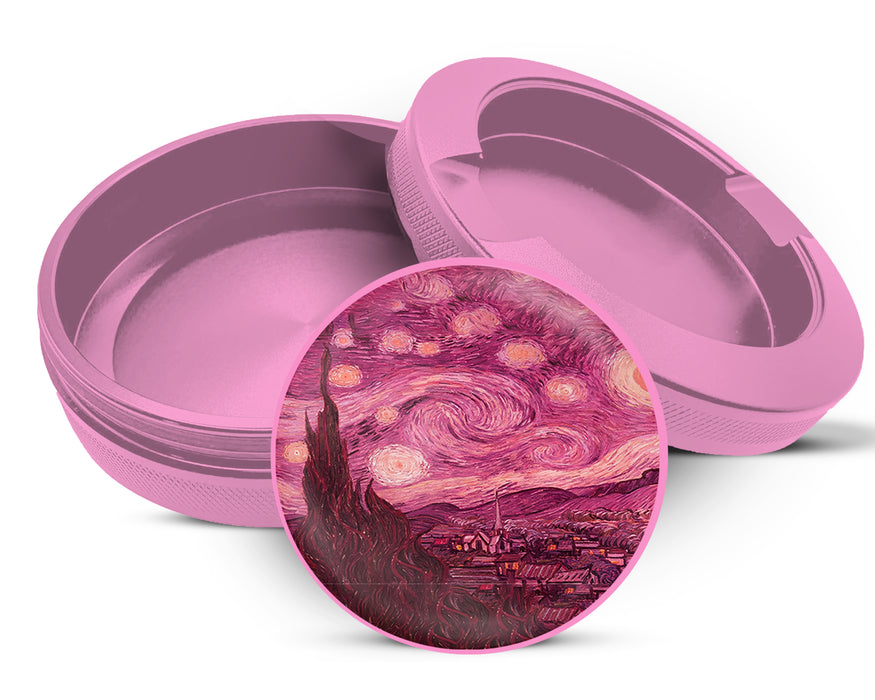 Pink Starry Night Vaporwave Van Gogh Art Snus Storage Case Pink