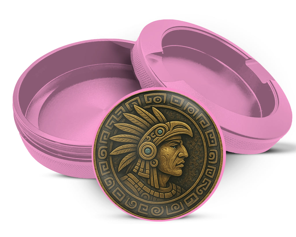 Ancient Mayan Warrior Medallion Art Snus Storage Case Pink