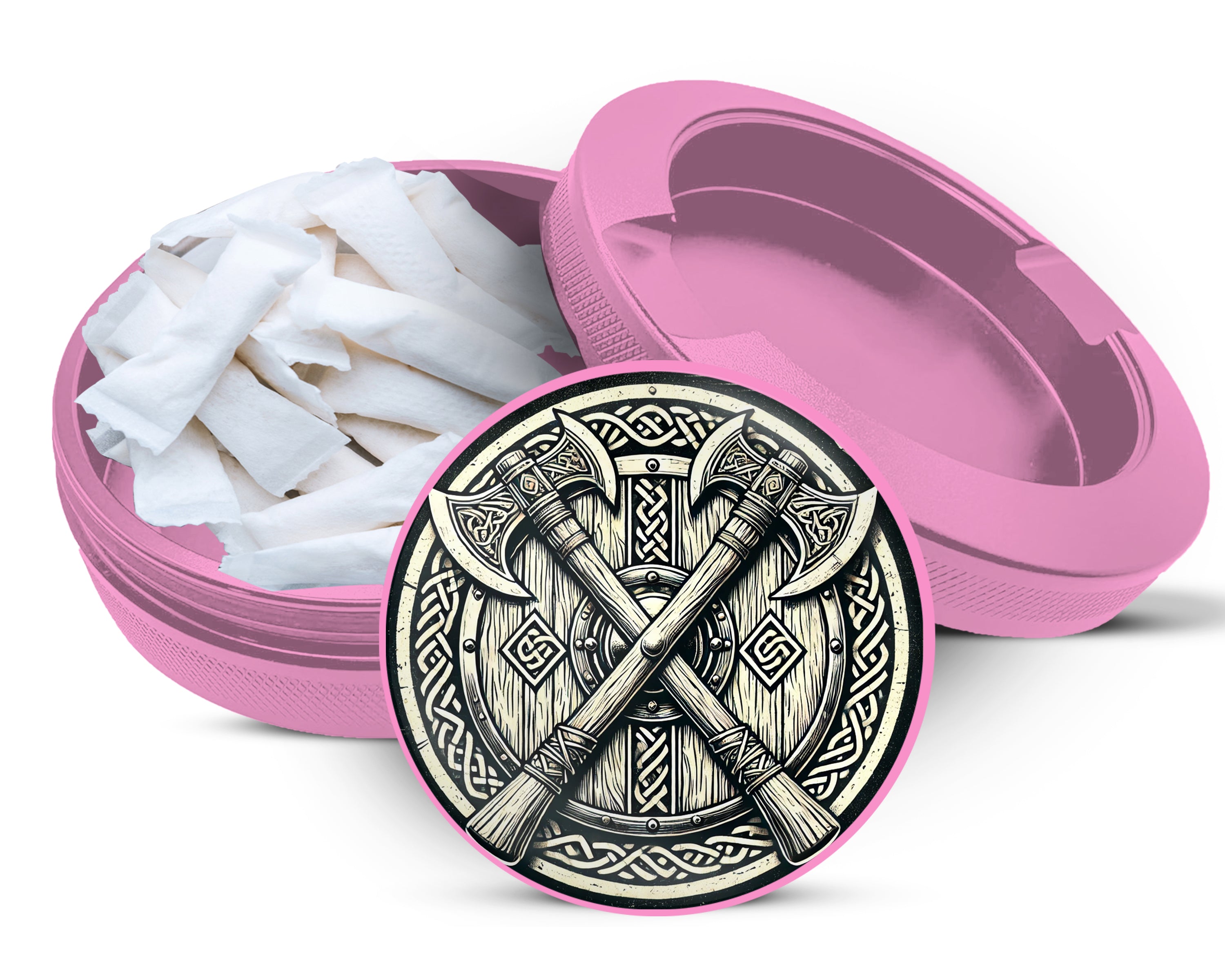 Viking Battle Axes Snus Storage Case Pink