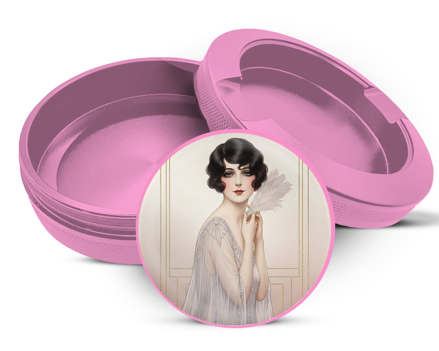 Elegant Deco Feather Muse Snus Storage Case Pink
