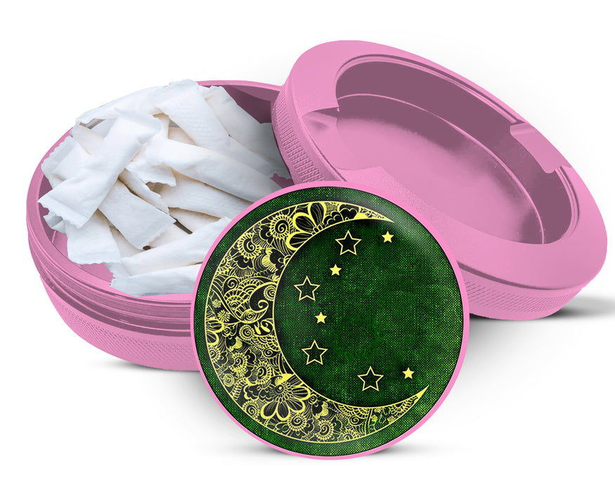 Crescent Moon and Stars Snus Storage Case Pink