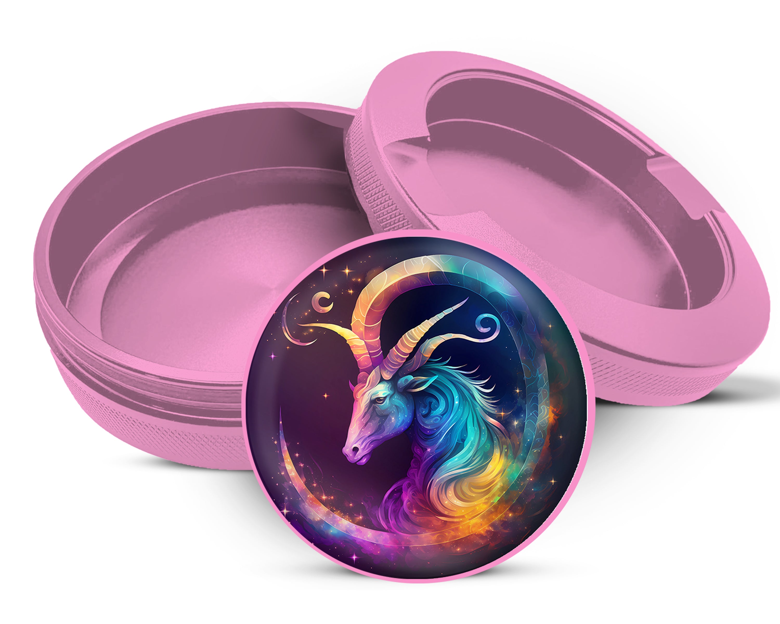 Capricorn Zodiac Goat Symbol Birth Sign Snus Storage Case Pink