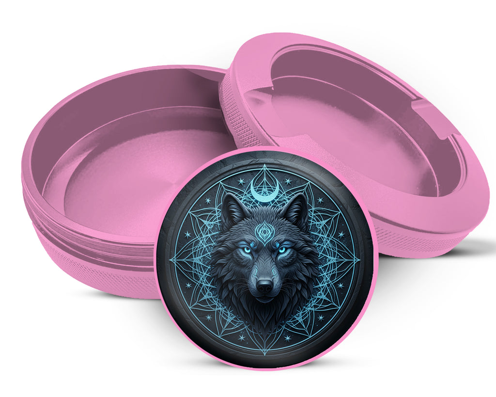 Mystic Lunar Wolf Sigil Snus Storage Case Pink