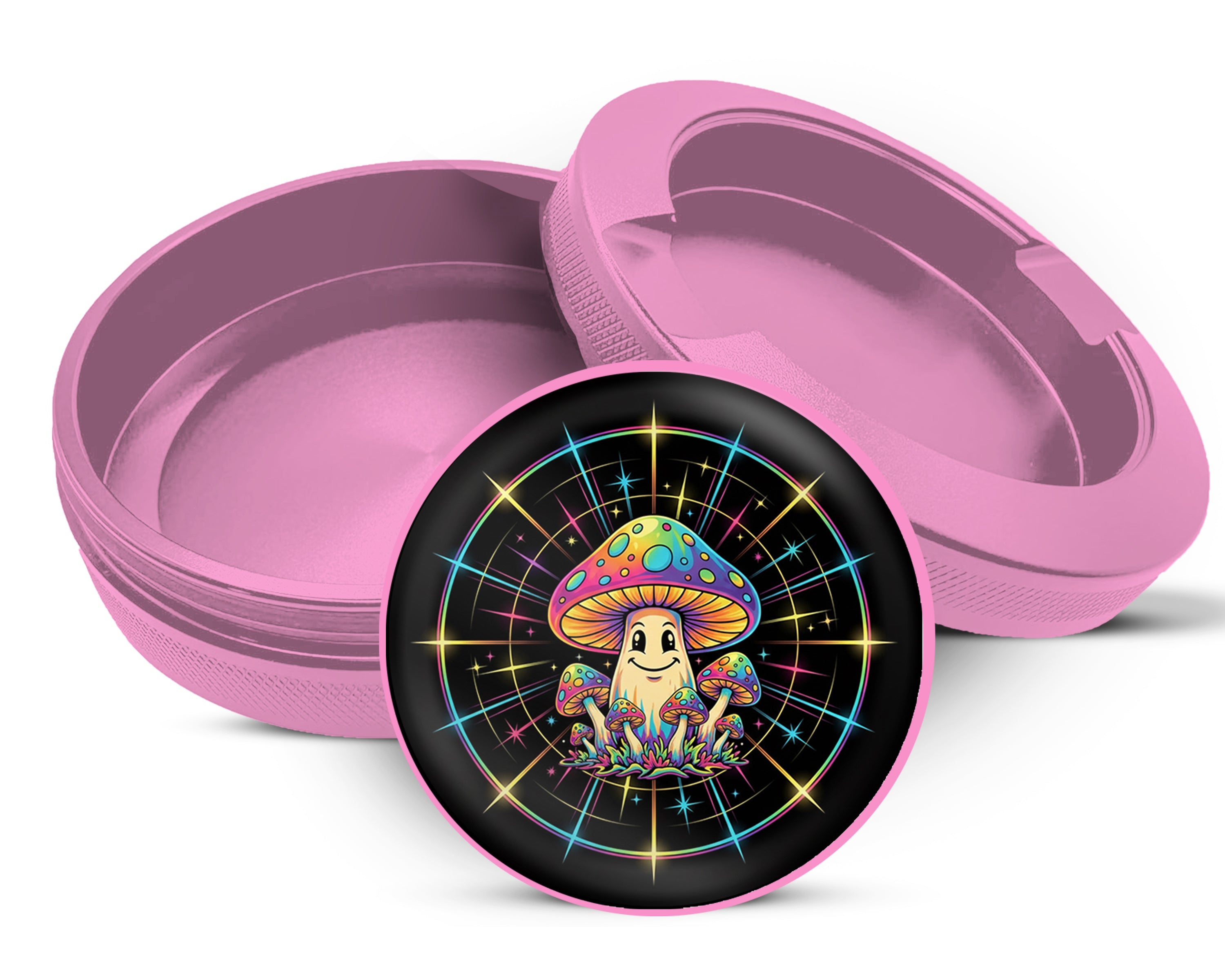 Trippy Rainbow Mushroom Crew Snus Storage Case Pink