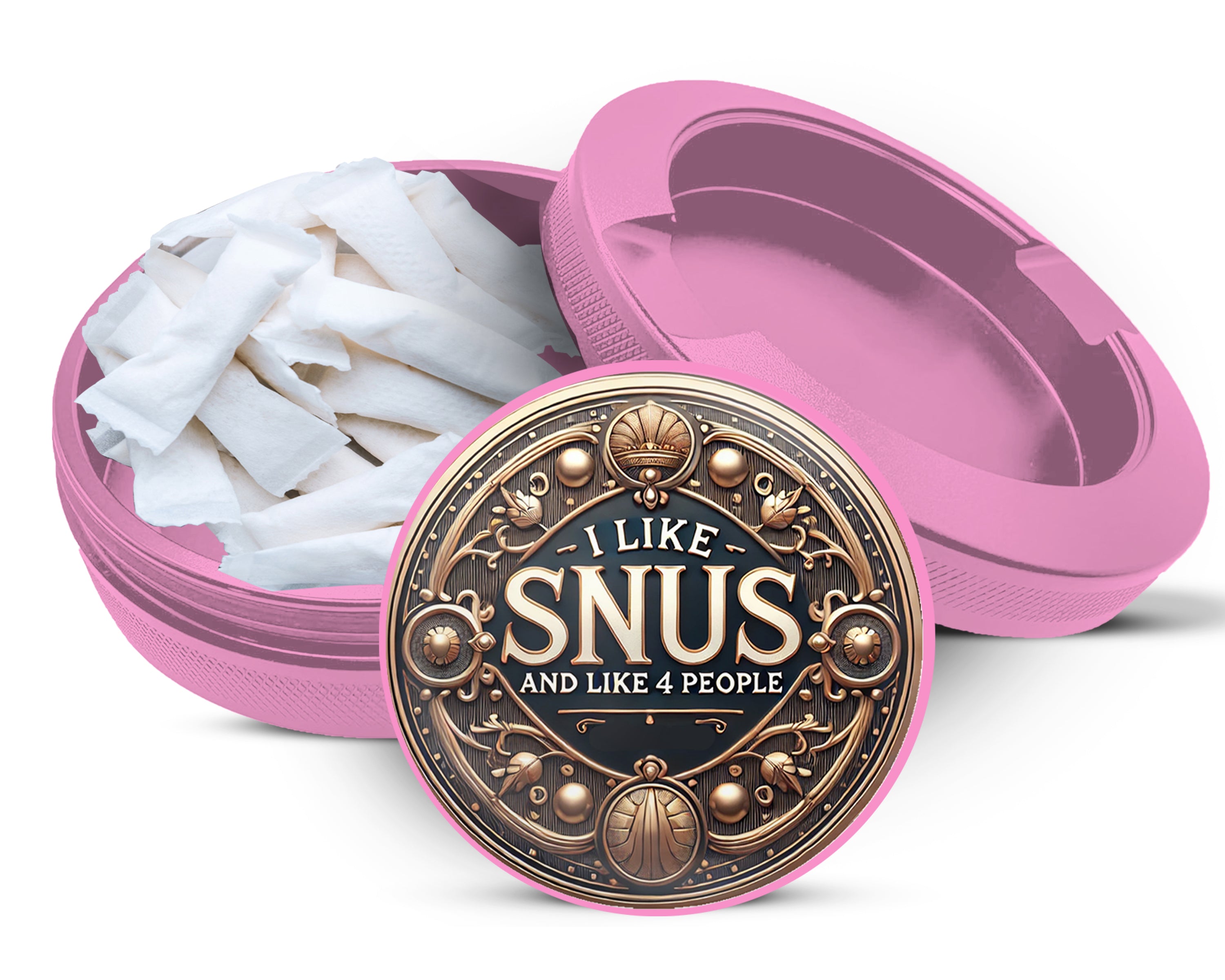 I Like Snus and 3 People Snus Storage Case Pink