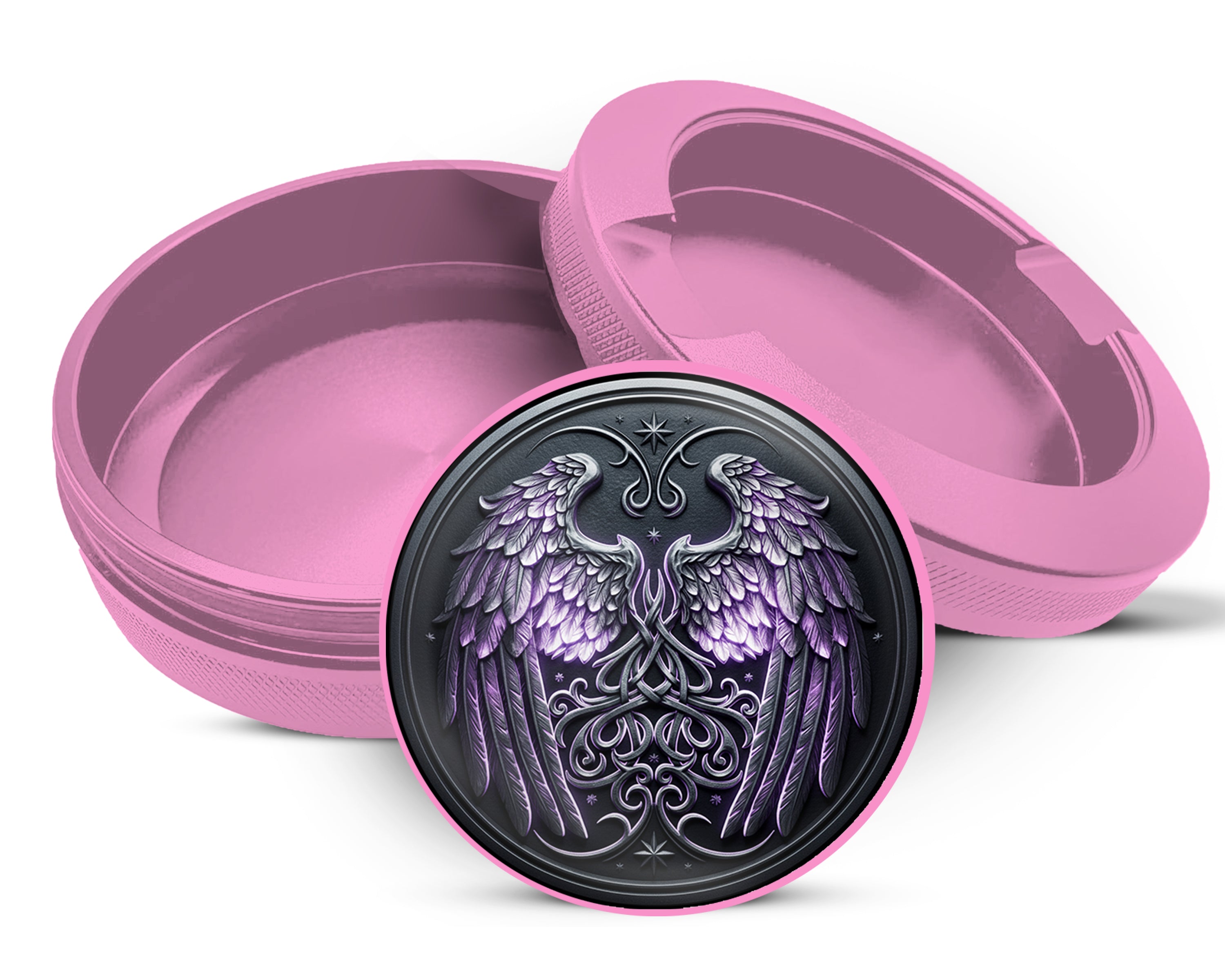 Celestial Wings Knotwork Crest Snus Storage Case Pink
