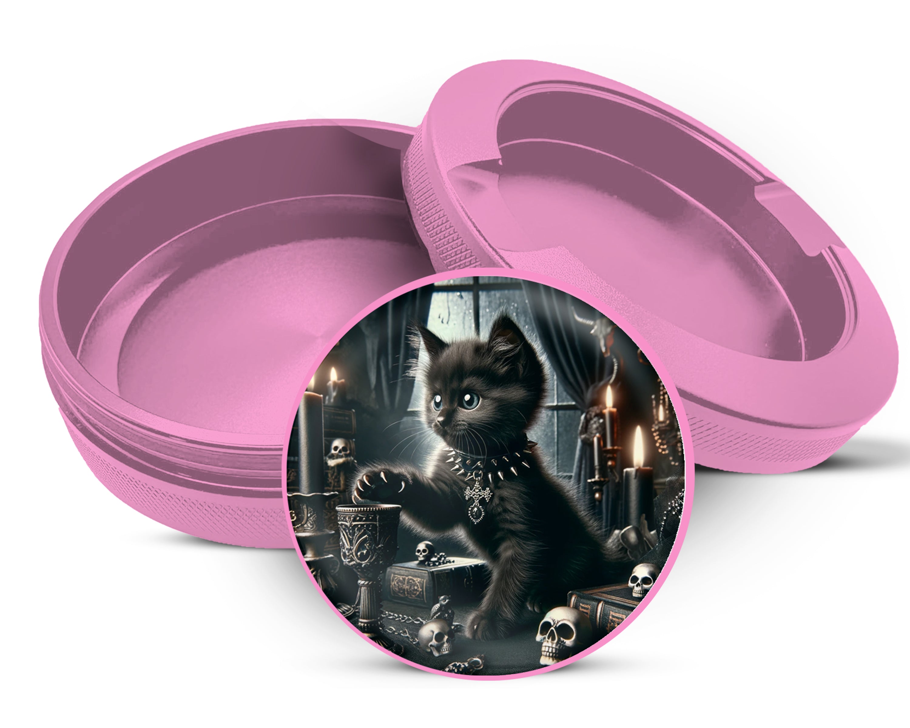 Goth Kitten, Whimsigoth Cat Snus Storage Case Pink