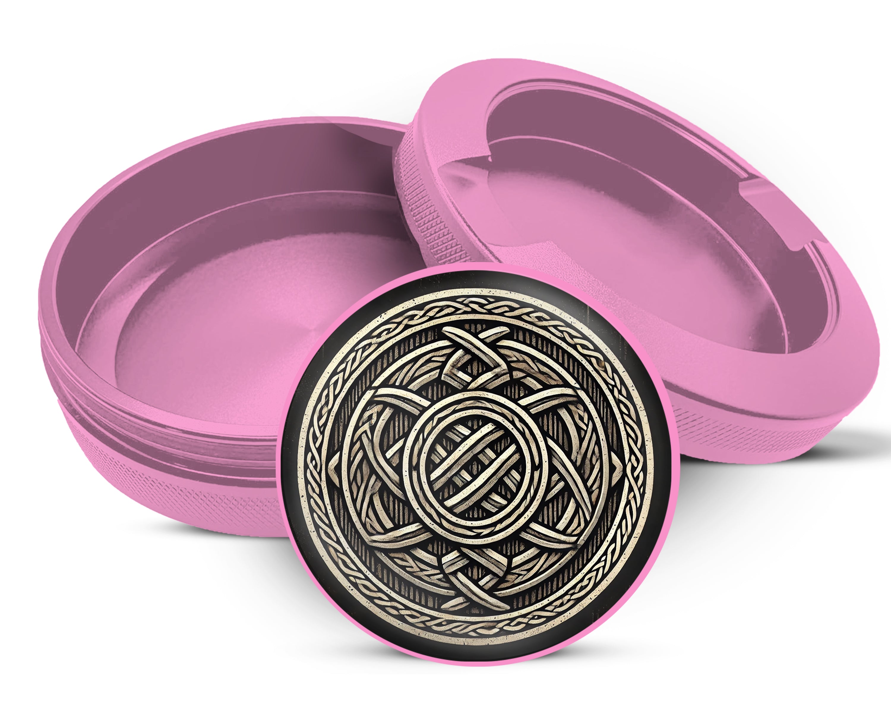 Nordic Knotwork Shield Emblem Snus Storage Case Pink