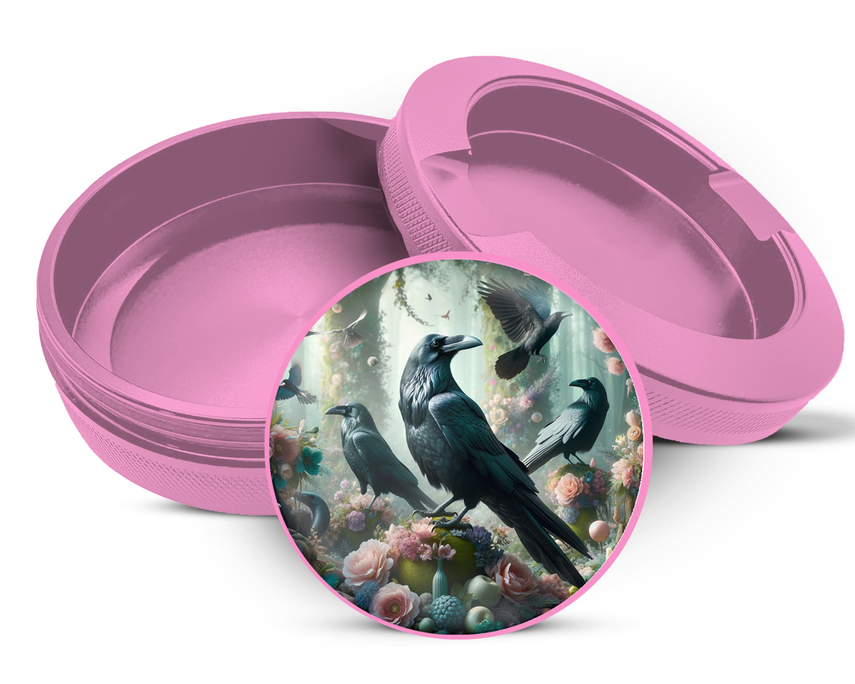 Psychedelic Ravens Goblincore Snus Storage Case Pink