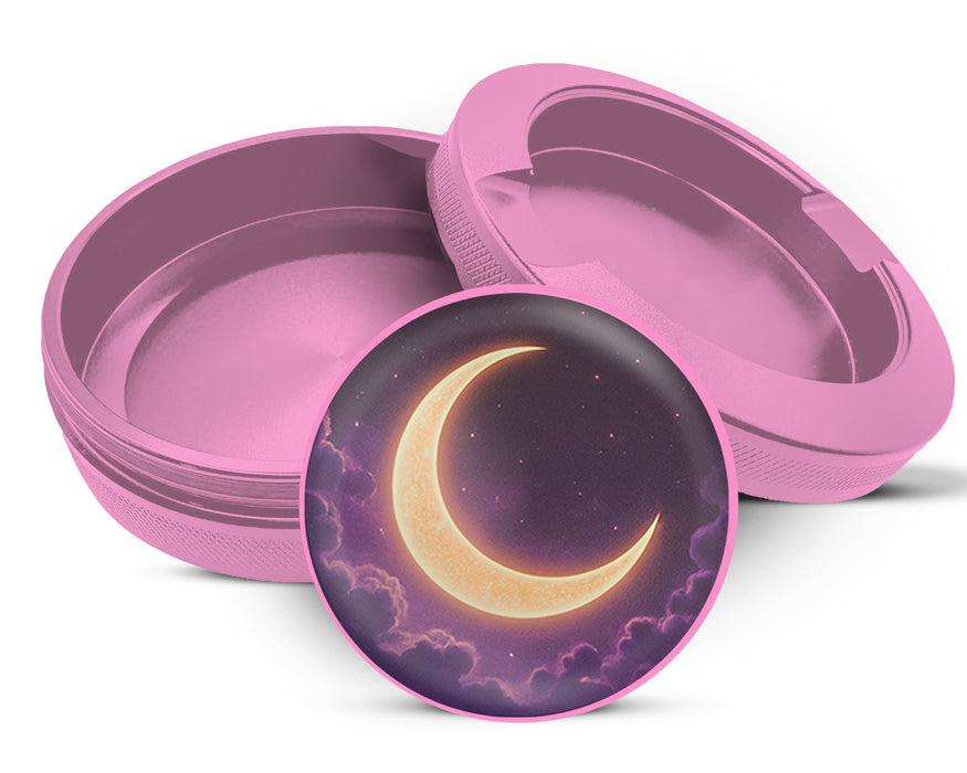 Crescent Moon in Dreamy Night Sky Snus Storage Case Pink
