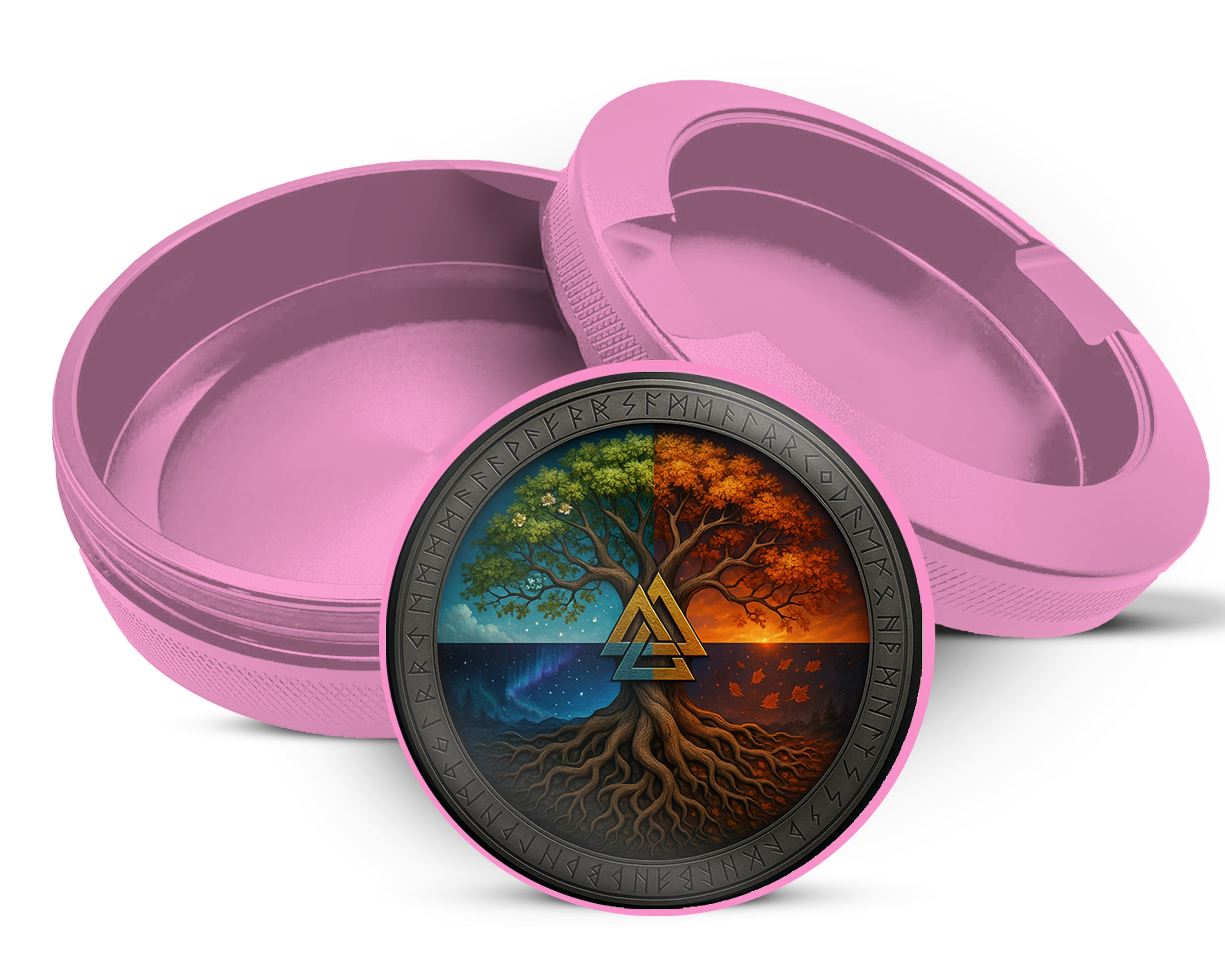 Valknut Tree of Seasons Snus Storage Case Pink