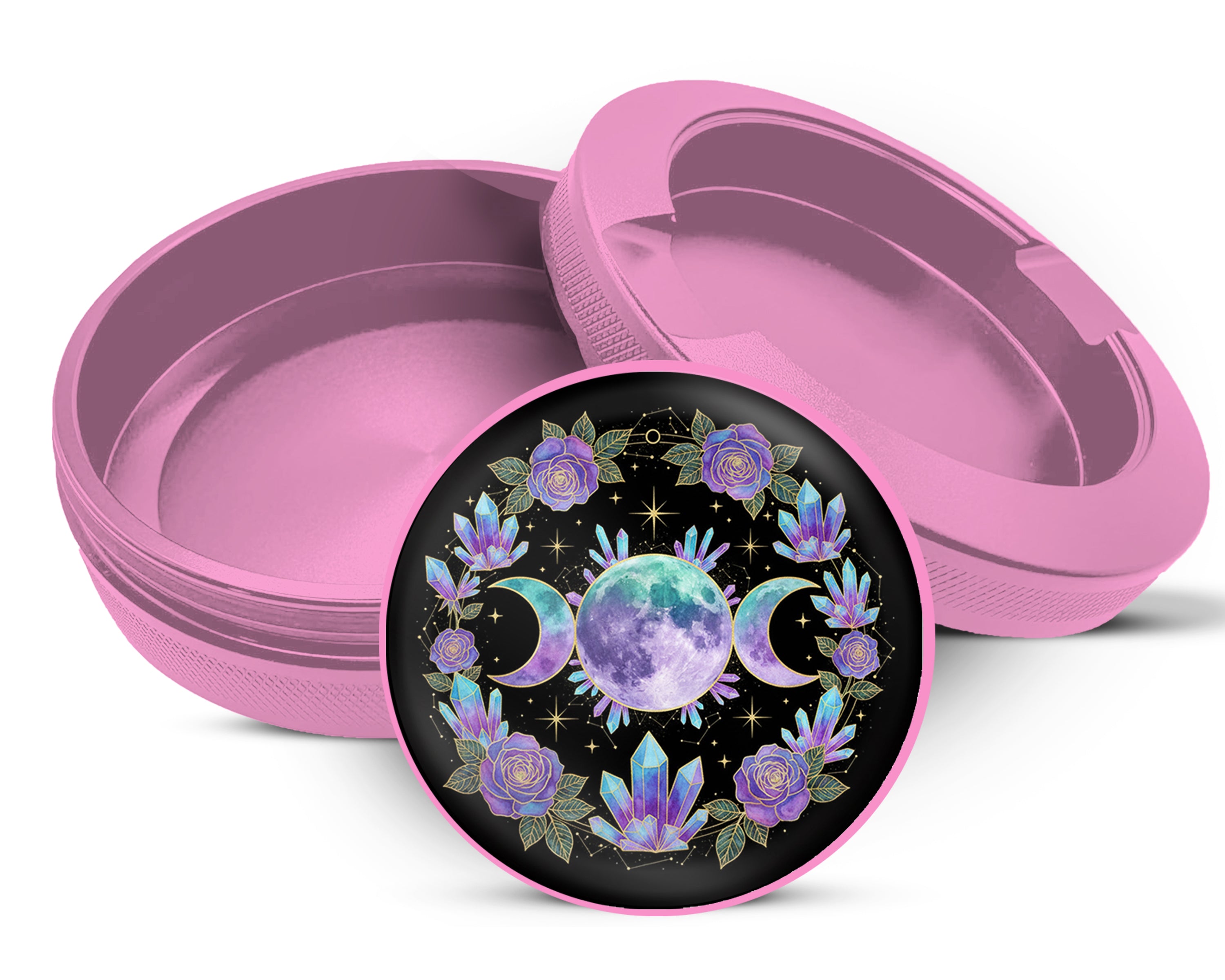 Crystal Moon Goddess Mandala Snus Storage Case Pink