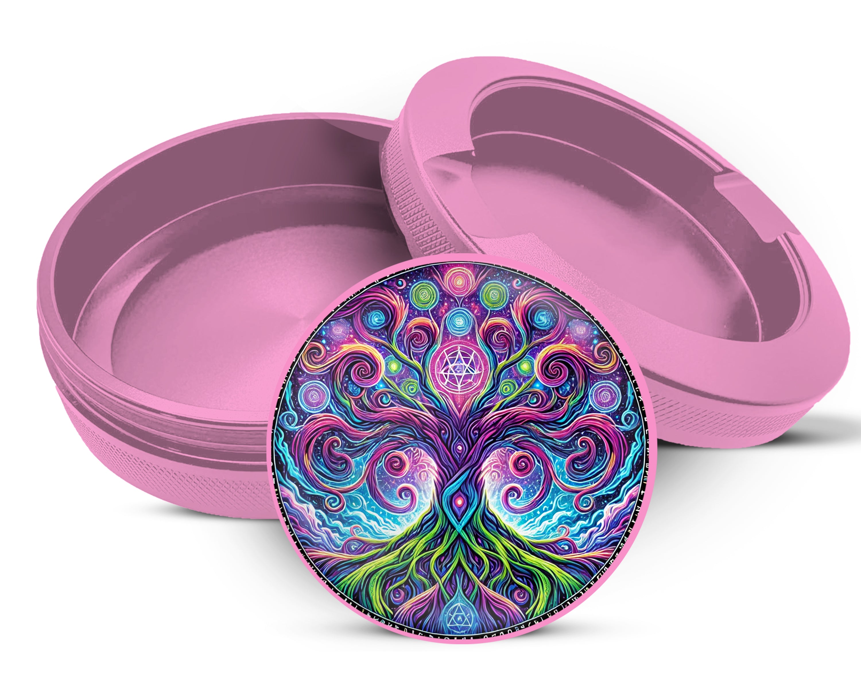 Psychedelic Yggdrasil, Old Norse Tree Of Life Snus Storage Case Pink
