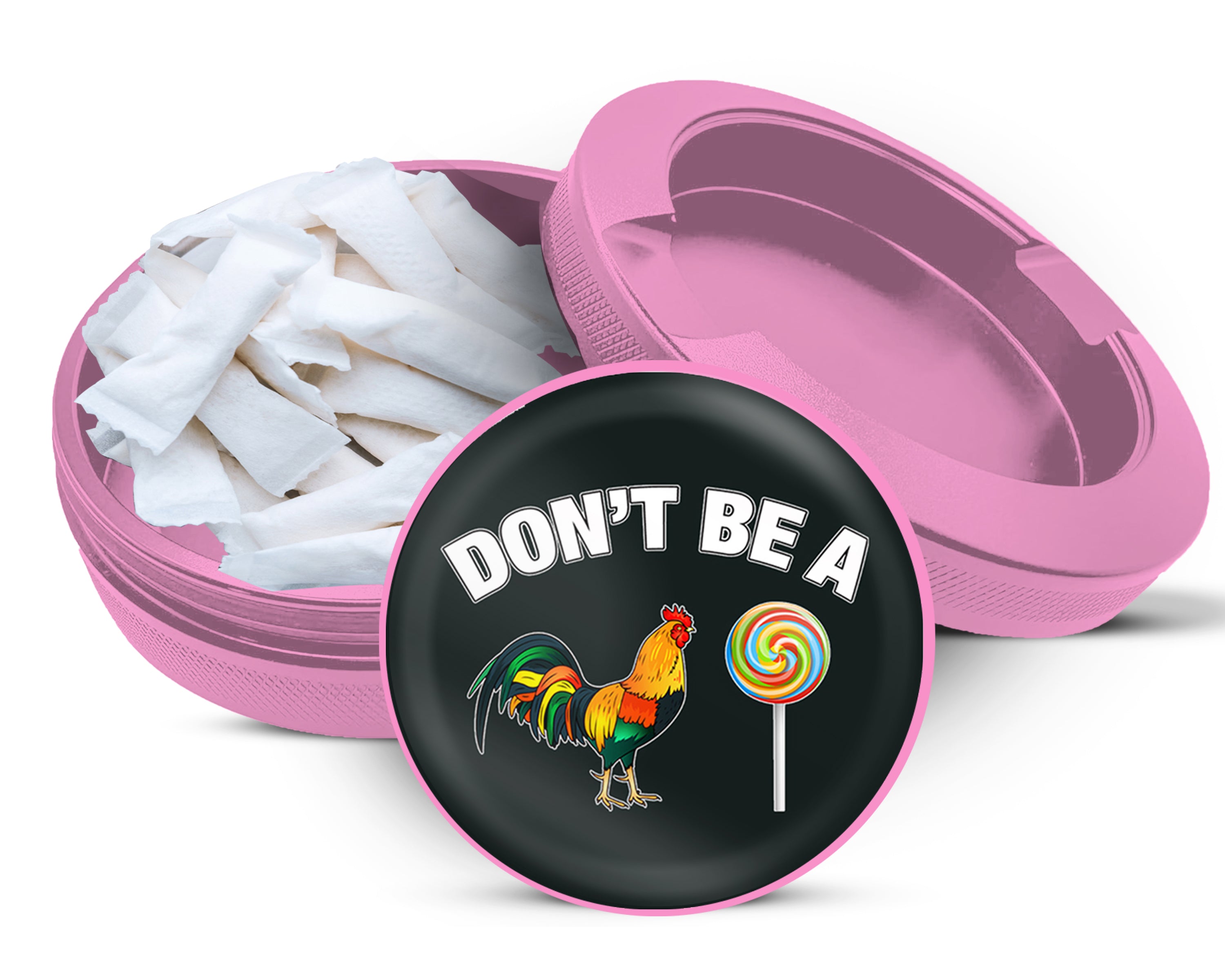 Don't Be A C-ck Lollipop Sucker Snus Storage Case Pink