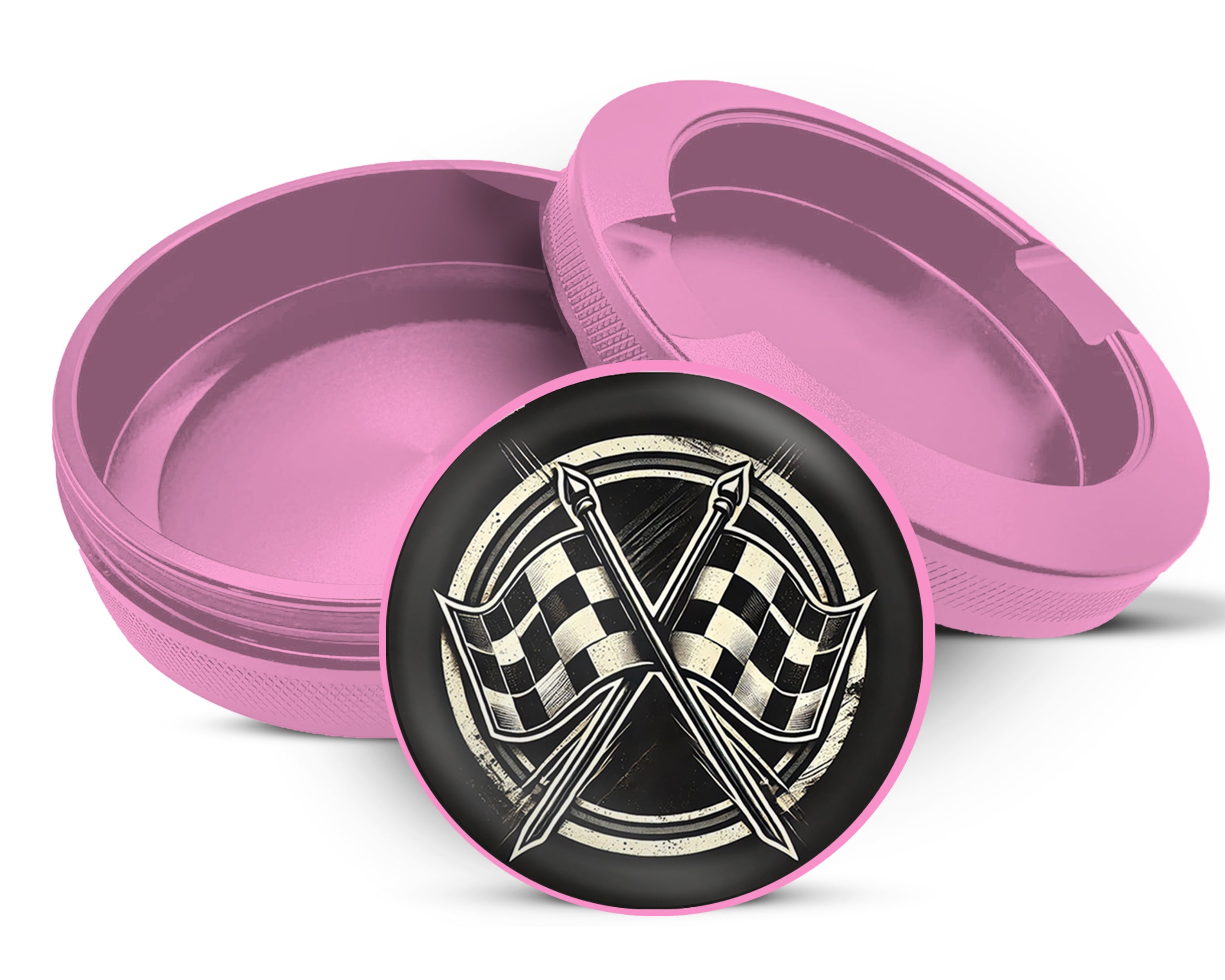 Racing Checkered Flag Snus Storage Case Pink