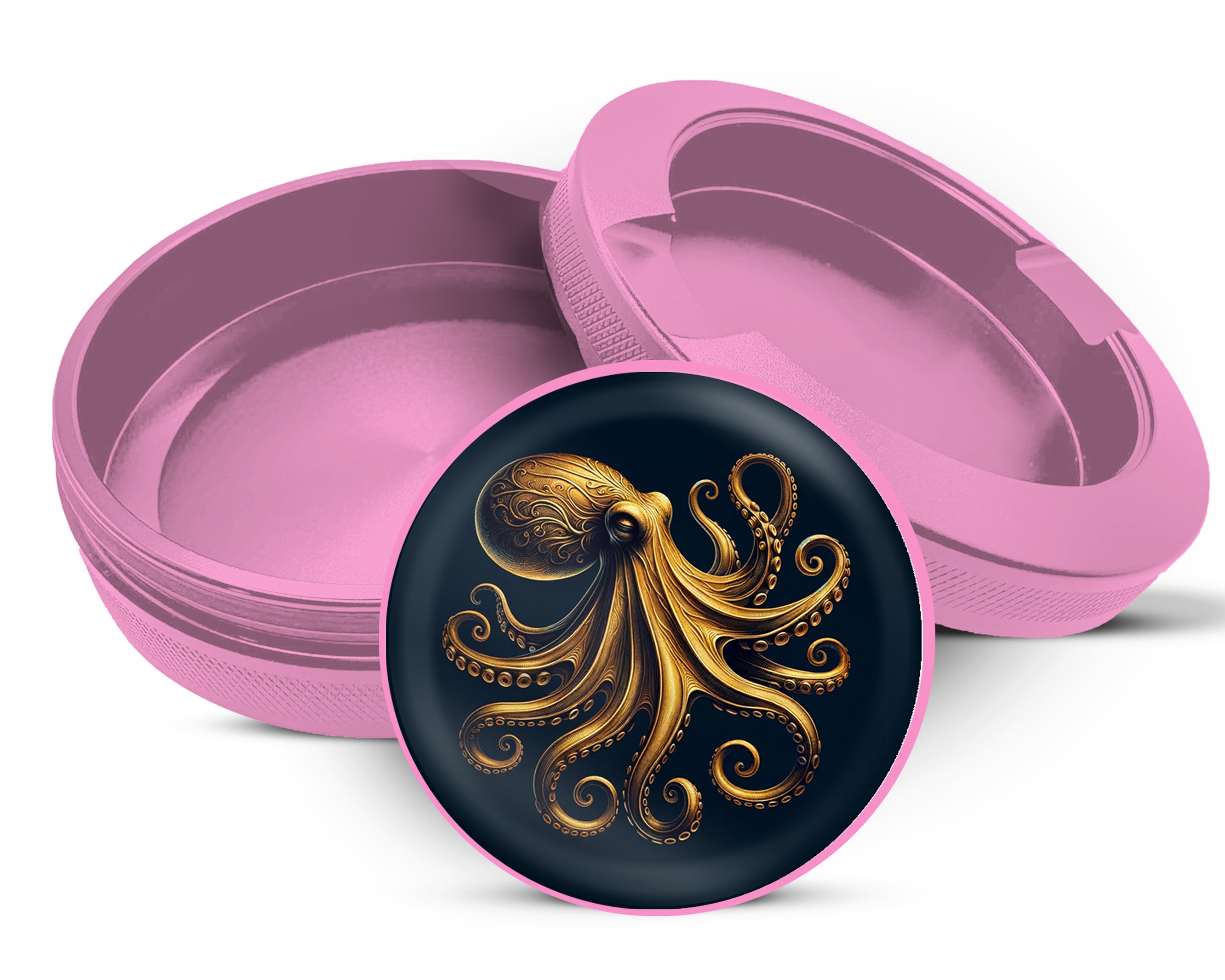 Vintage Golden Octopus Snus Storage Case Pink