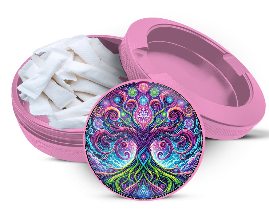 Psychedelic Yggdrasil, Old Norse Tree Of Life Snus Storage Case Pink