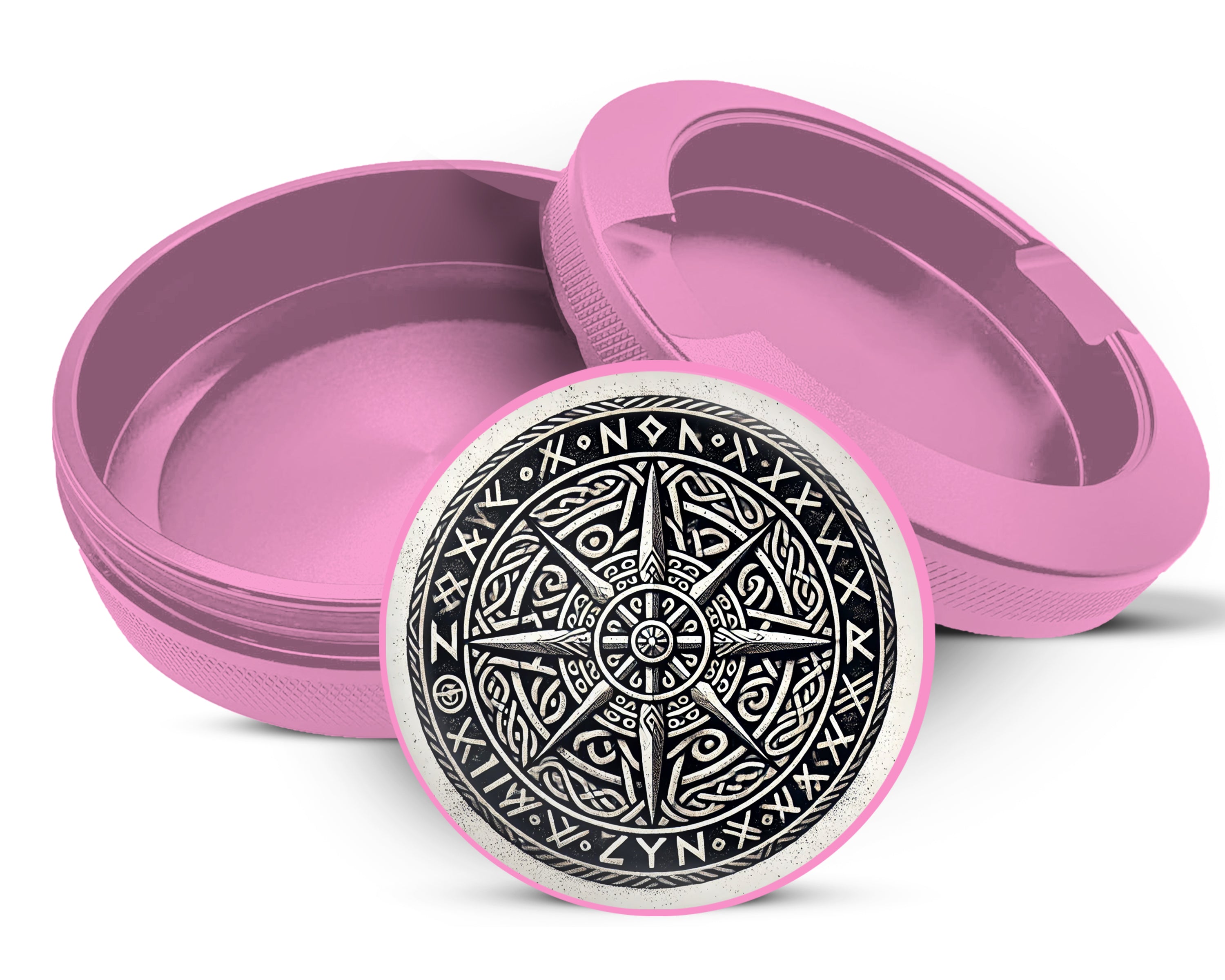 Nordic Compass Rune Emblem Snus Storage Case Pink