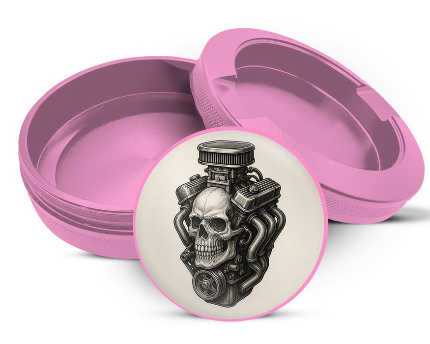 Skull Engine Mashup for Mechanics and Gearheads Snus Storage Case Pink