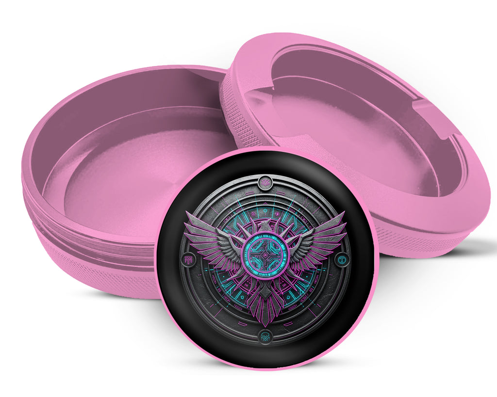 Cyberpunk Winged Circuit Emblem Snus Storage Case Pink