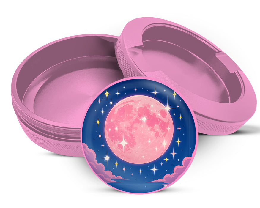 Pink Kawaii Crescent Moon with Stars Snus Storage Case Pink