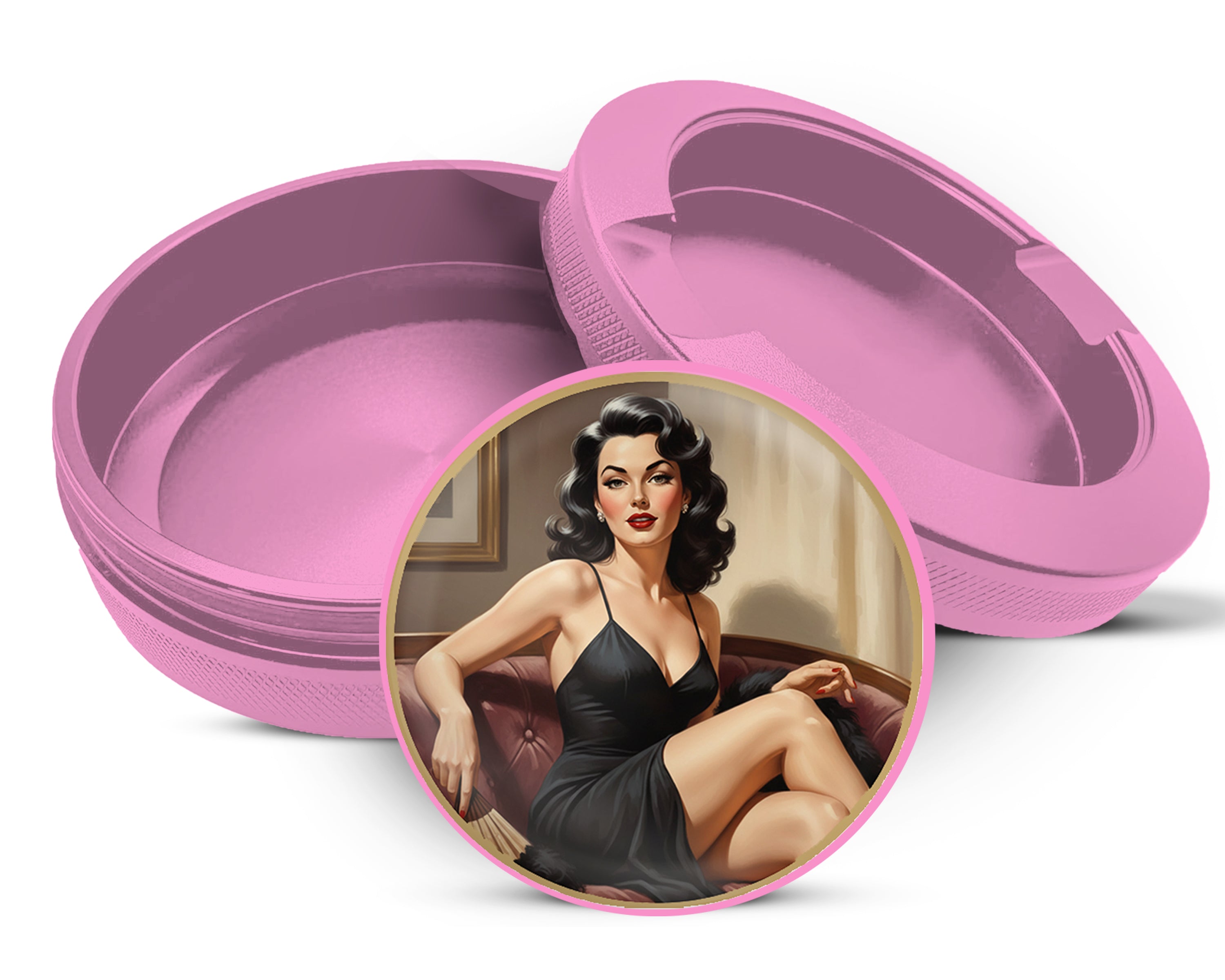 Sultry Vintage Glamour Muse Snus Storage Case Pink