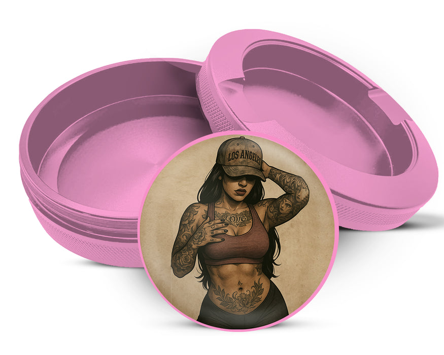 Tough Tattooed Woman with Bandana Pin-Up Vibes Snus Storage Case Pink