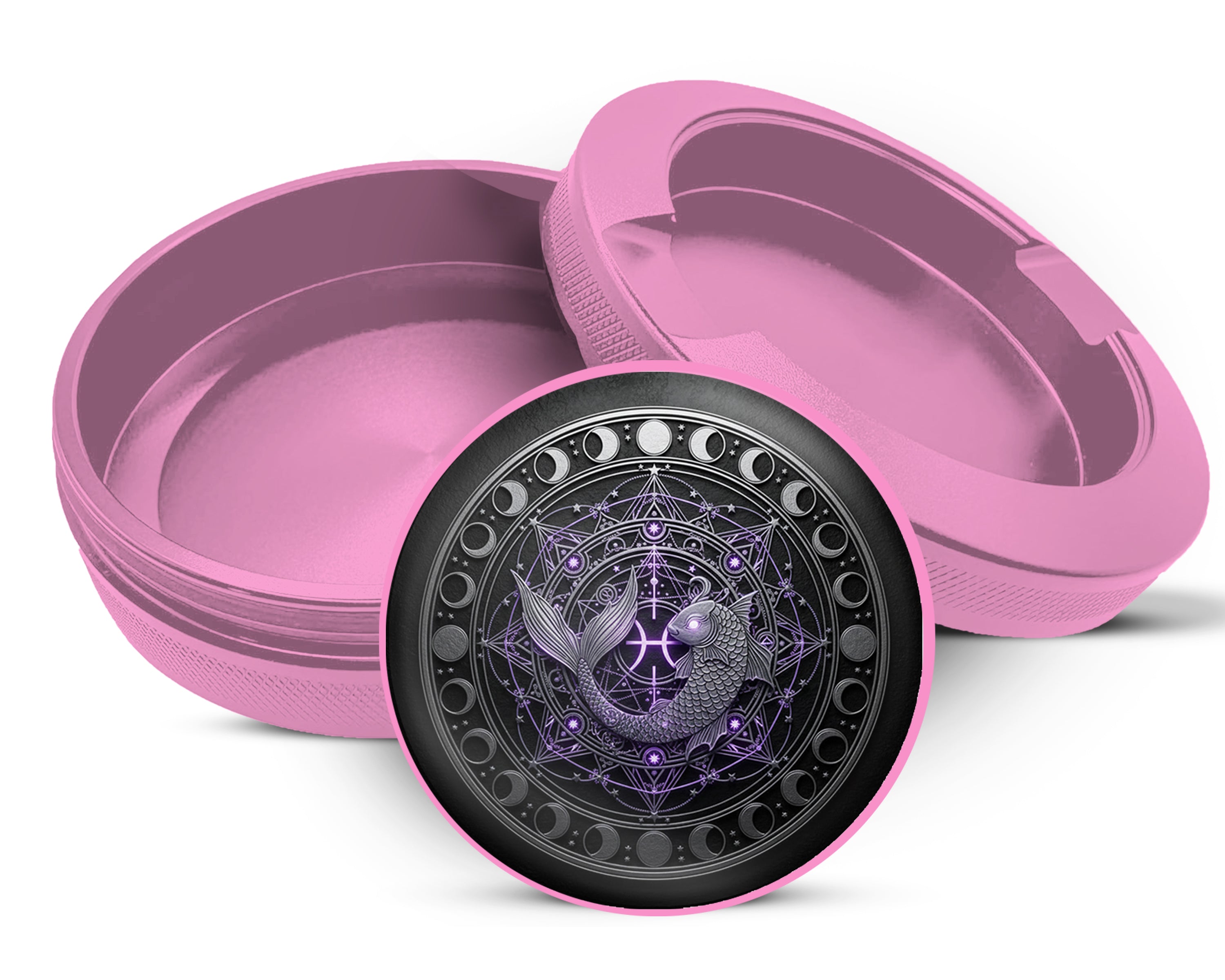 Mystic Pisces Moon Mandala Snus Storage Case Pink