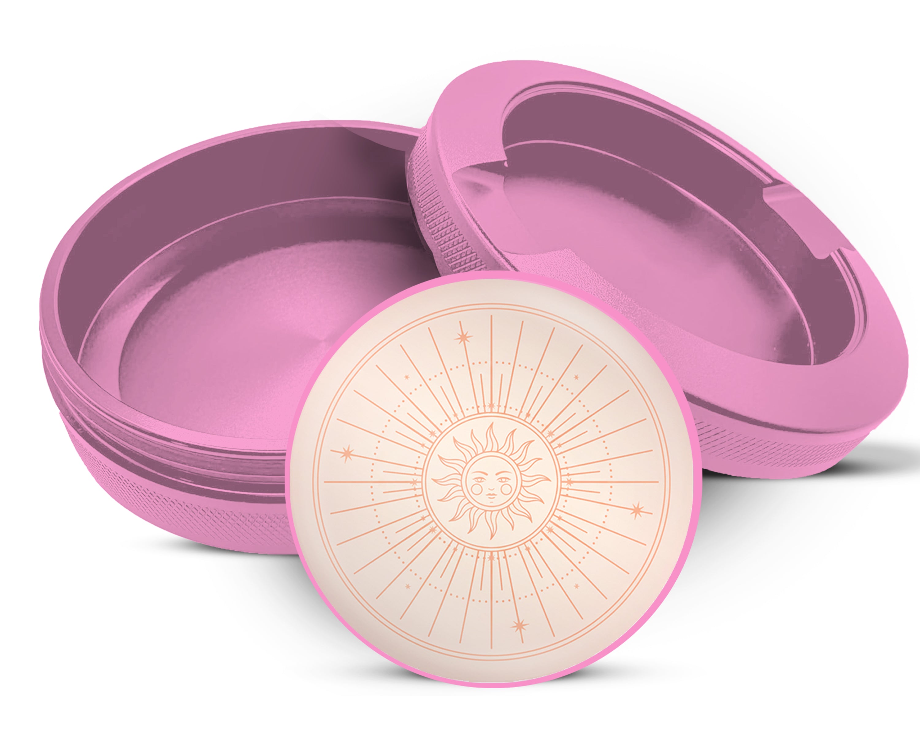 Boho Celestial Sunburst Face Snus Storage Case Pink