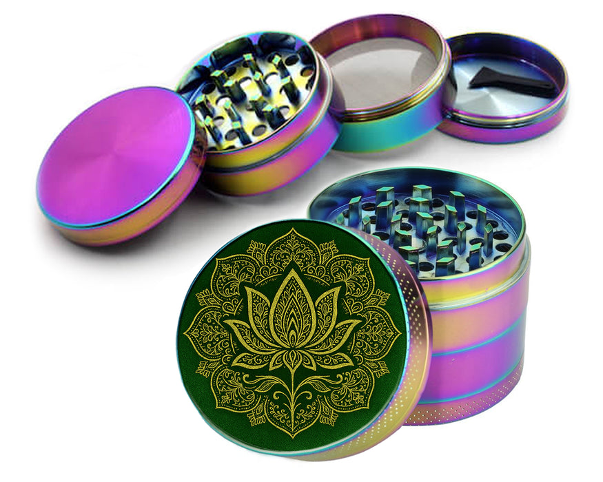 Golden Lotus Blossom Premium Herb Grinder, 2.5 Inch Spice and Herb Crusher
