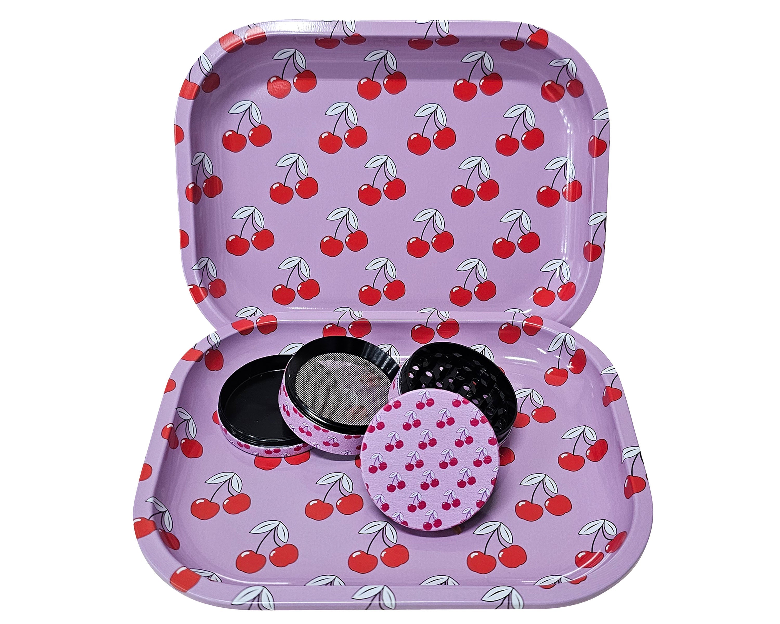 Cute Cherry Kitchen Set, Pink Decorative Tray and Culinary Spice Mill Matching Set, Girly Culinary Spice Mill, Best Gifts For Her, Female Decorative Accessories, Gift