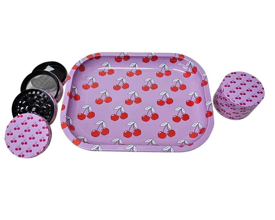 Cute Cherry Smoker Kit, Pink Rolling Tray and Grinder Matching Set, Girly Grinder, Best Gifts For Her, Female Smoking Accessories, Gift