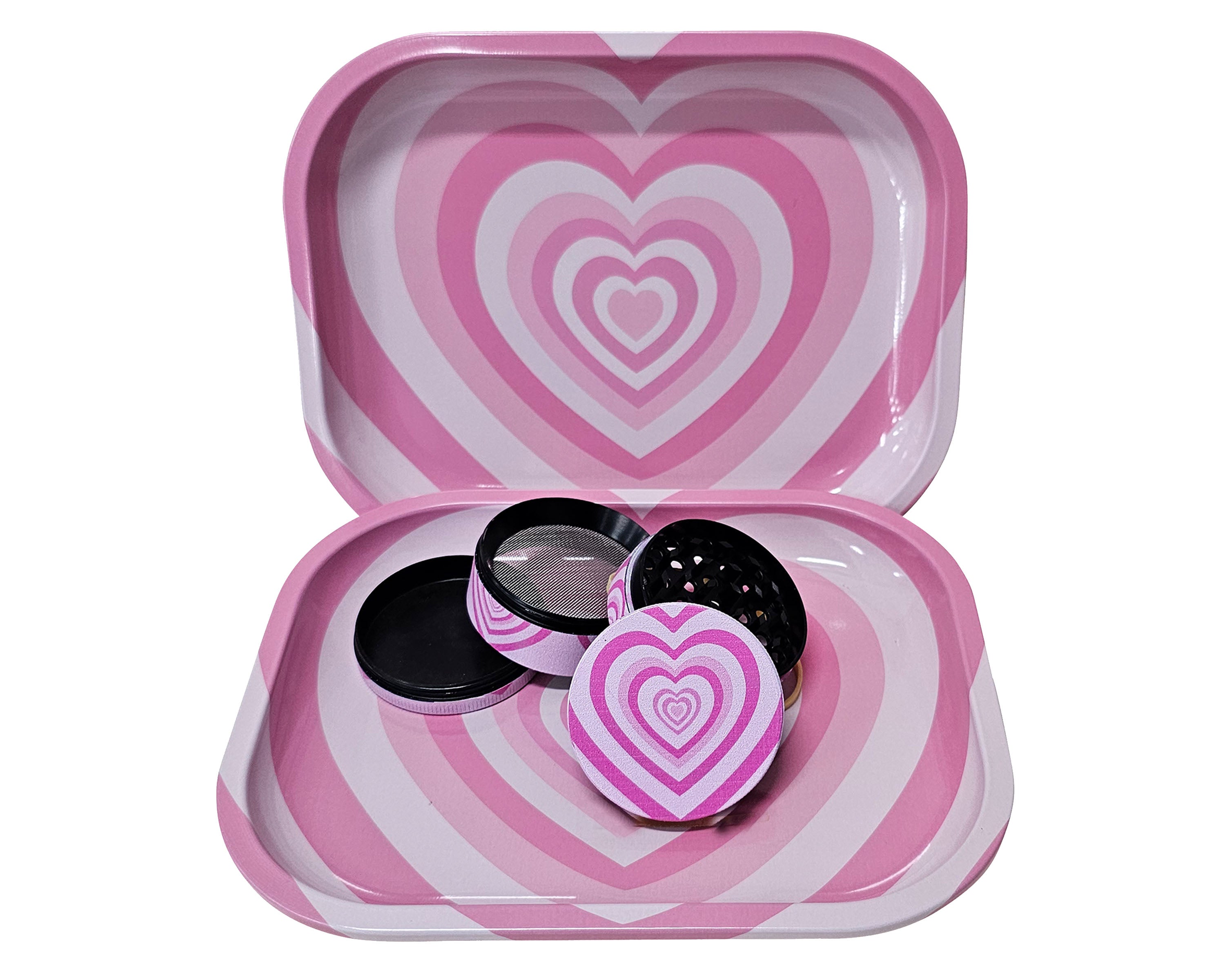 Pink Hearts Collectible Tray & Container Set - Cute Organizer