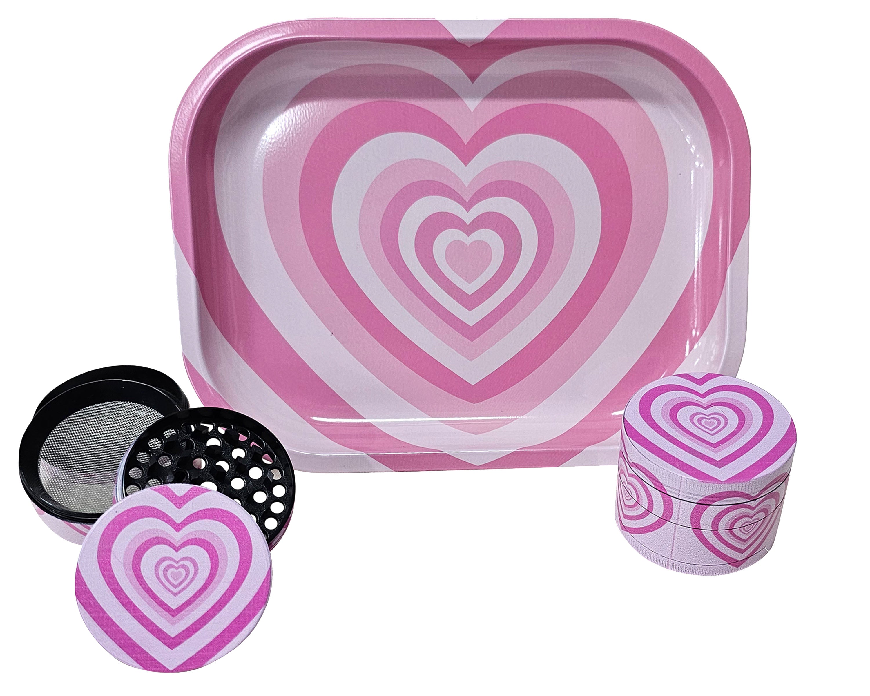 Pink Hearts Collectible Tray & Container Set - Cute Organizer
