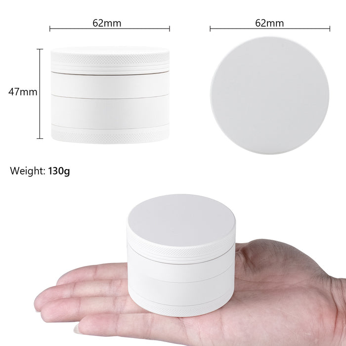 White Grinder, White Rubberized Grinder, 2.5 Inch Large Grinder, Soft Matte Grinder, 4 Piece Spice Grinder