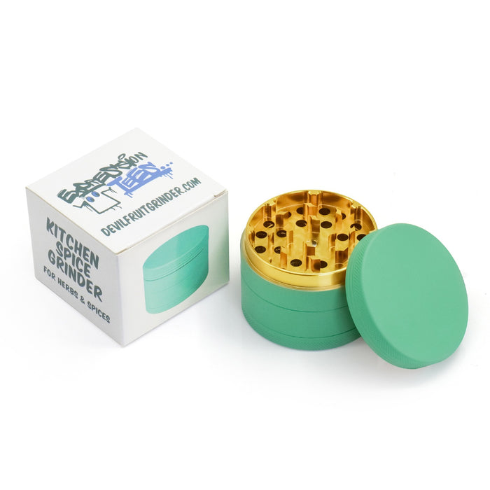 Teal Grinder, Teal Rubberized Grinder, 2.5 Inch Large Grinder, Soft Matte Grinder, 4 Piece Spice Grinder